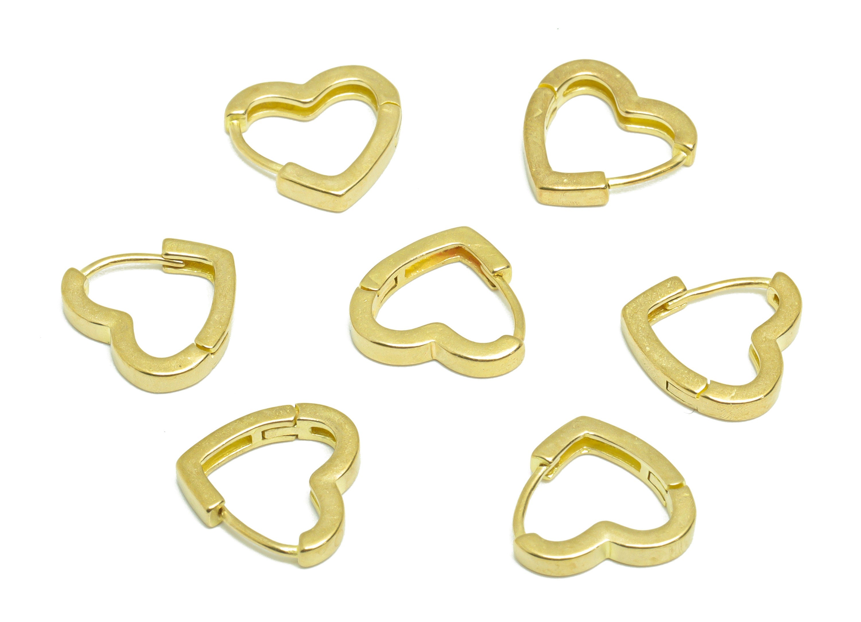 Heart Huggie Hoop Earring - Raw Brass Heart Wire Earring Clasp - Brass Clasp Hoop Earring - Heart Hoop Earring - 12.04x11.8x1.67mm - PP9278 - DOMEDBAZAAR