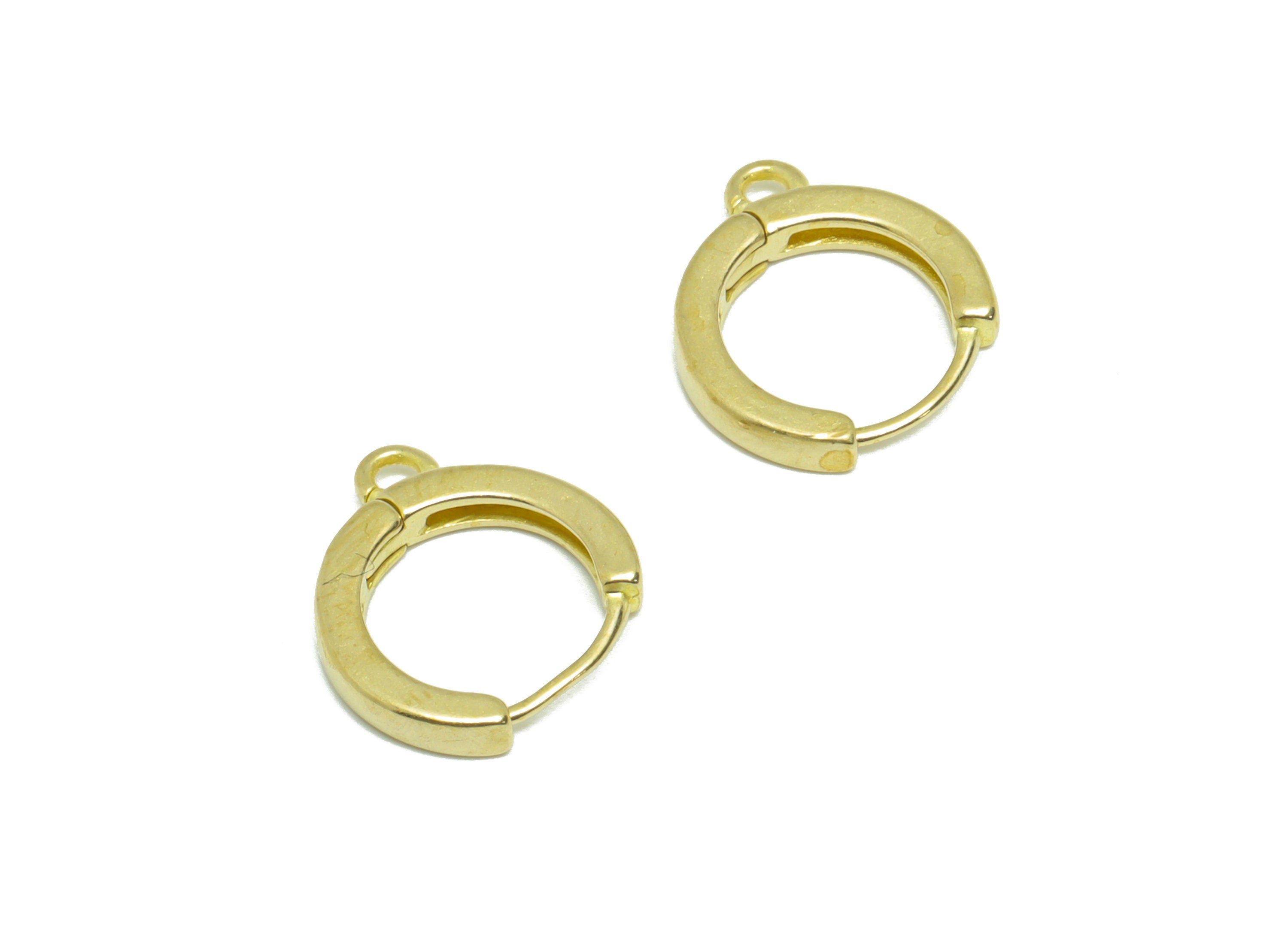 Round Huggie Hoop Earring- Raw Brass Earring Clasp With Loop - Brass Circle Clasp Earring - Clasp Hoop Earring - 13.8x11x1.6mm - PP9272 - DOMEDBAZAAR