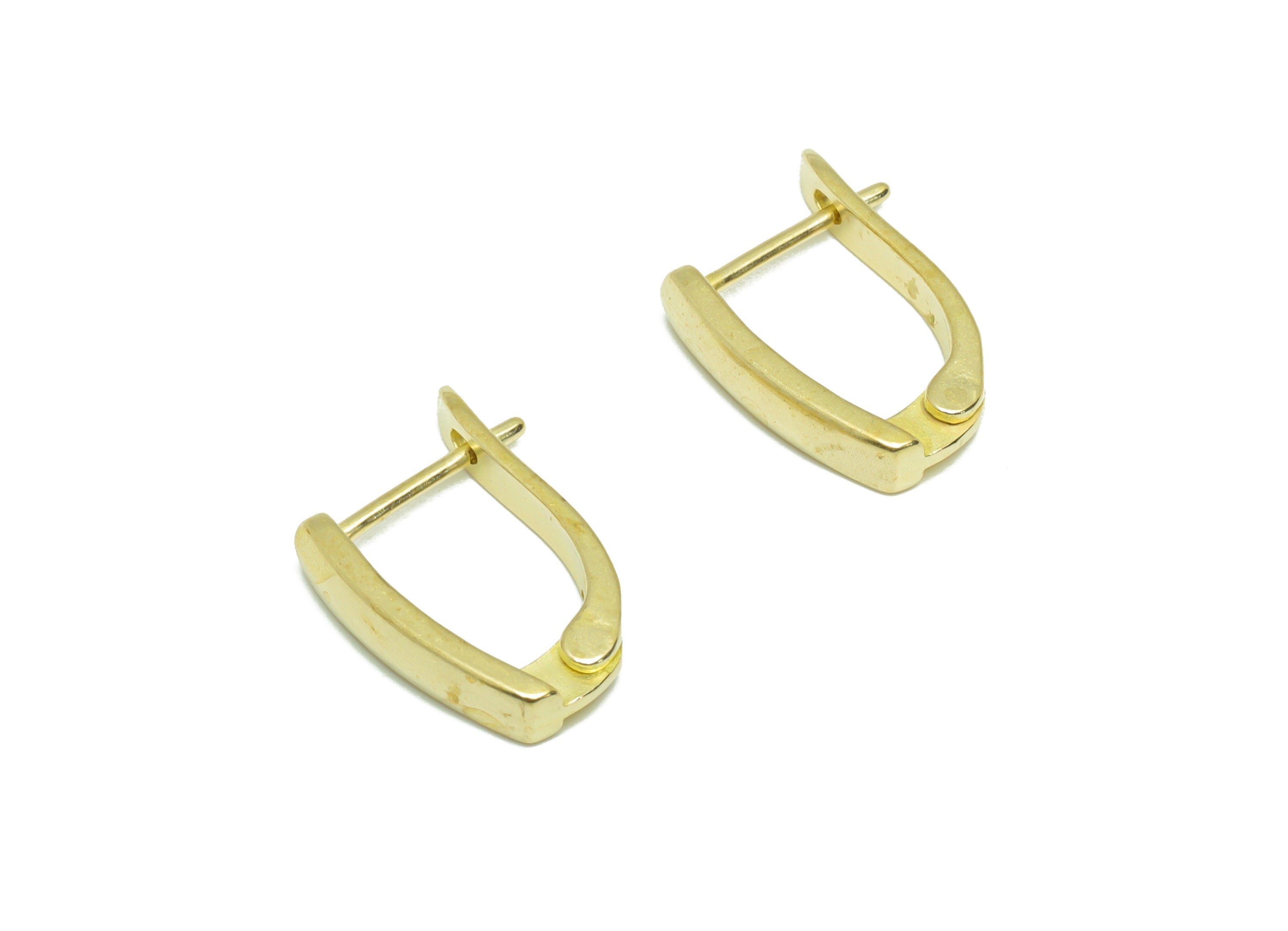 Rectangle English Lock Earring- Raw Brass Lock Earring Clasp - Brass Geometry English Lock Earring - Brass Hoop Earring - 17x11x1mm - PP9299 - DOMEDBAZAAR