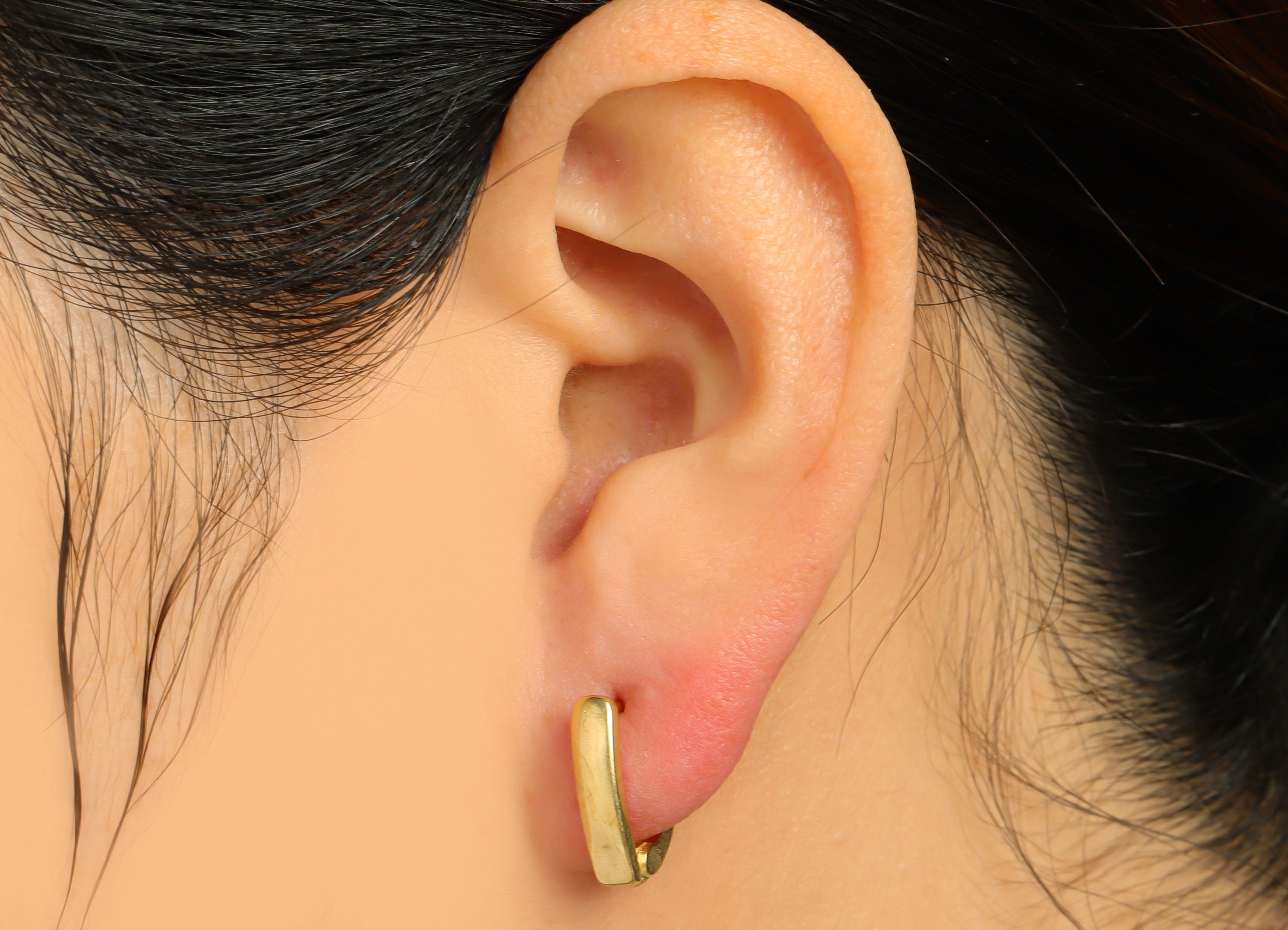 Rectangle English Lock Earring- Raw Brass Lock Earring Clasp - Brass Geometry English Lock Earring - Brass Hoop Earring - 17x11x1mm - PP9299 - DOMEDBAZAAR