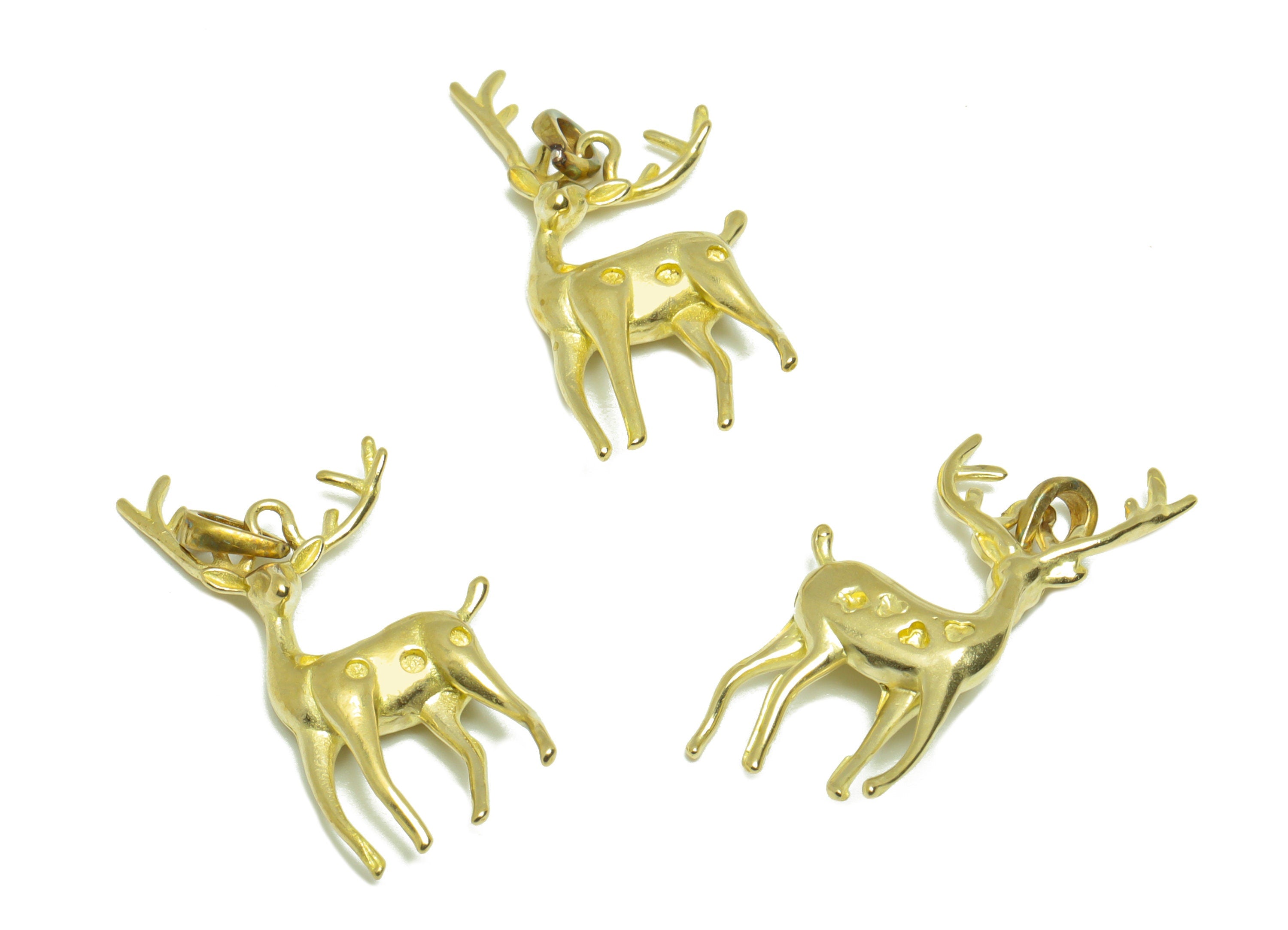 Brass Deer Earring Charm - Raw Brass Sika Deer Earring Charm - Brass Deer Pendant - Deer Figure Pendant - For Pendant - 10x23x3mm - PP9296 - DOMEDBAZAAR