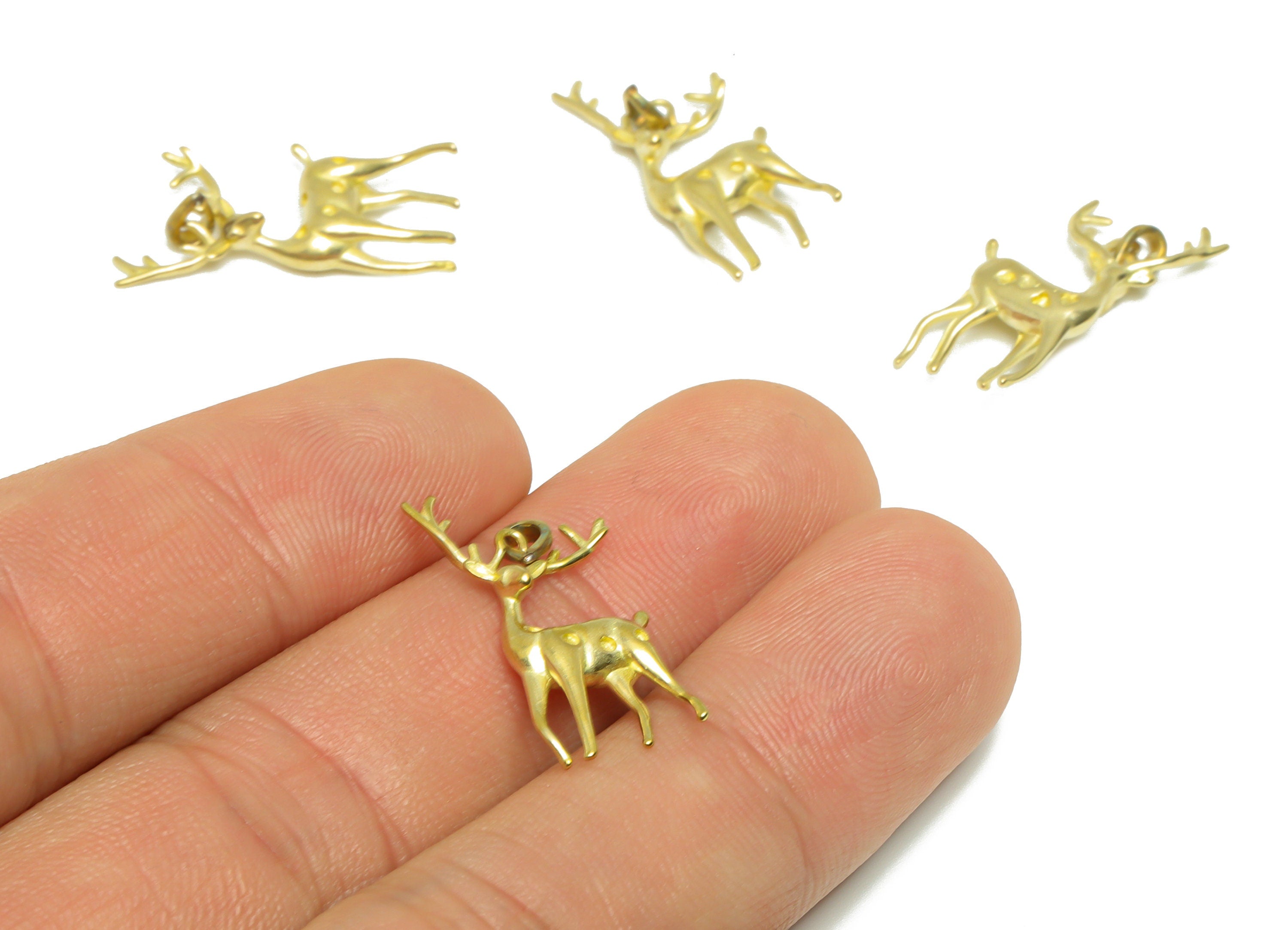 Brass Deer Earring Charm - Raw Brass Sika Deer Earring Charm - Brass Deer Pendant - Deer Figure Pendant - For Pendant - 10x23x3mm - PP9296 - DOMEDBAZAAR