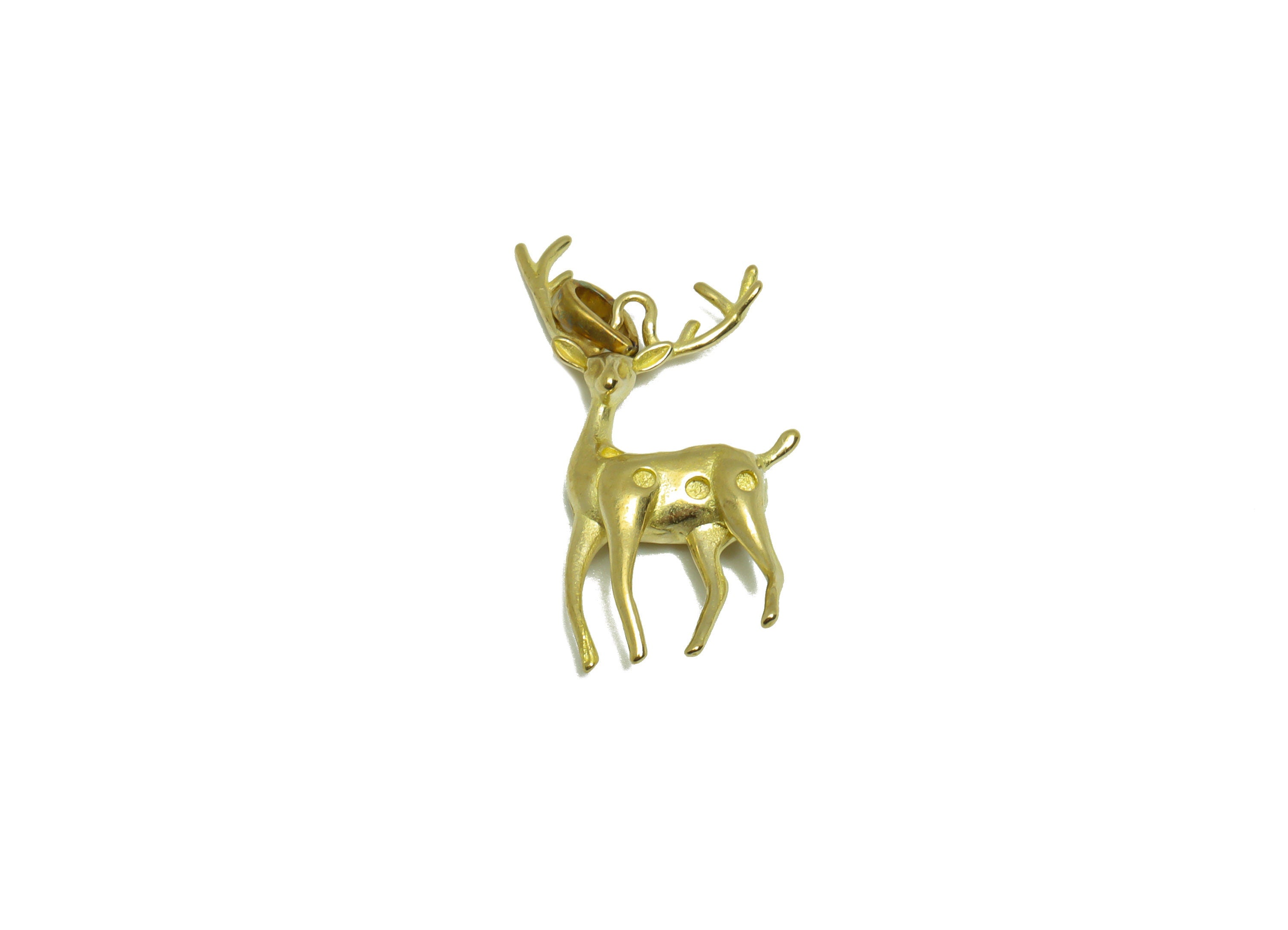 Brass Deer Earring Charm - Raw Brass Sika Deer Earring Charm - Brass Deer Pendant - Deer Figure Pendant - For Pendant - 10x23x3mm - PP9296 - DOMEDBAZAAR