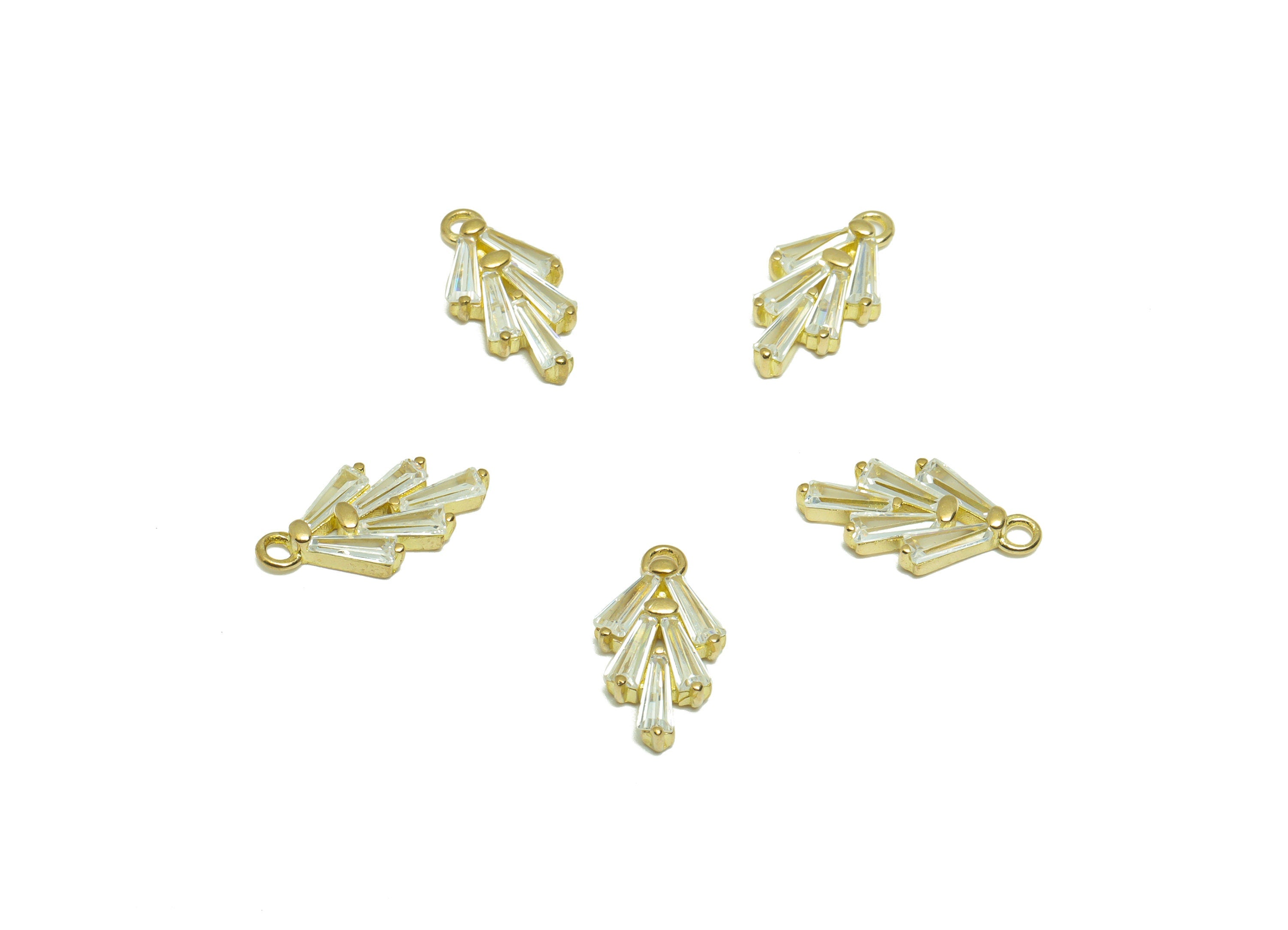 Brass CZ Tree Earring Charm - Raw Brass Trapezoid Zircon Earring Charm - Brass Cubic Zircon Pendant - For Pendant - 14.12x7.16x2mm - PP9298 - DOMEDBAZAAR