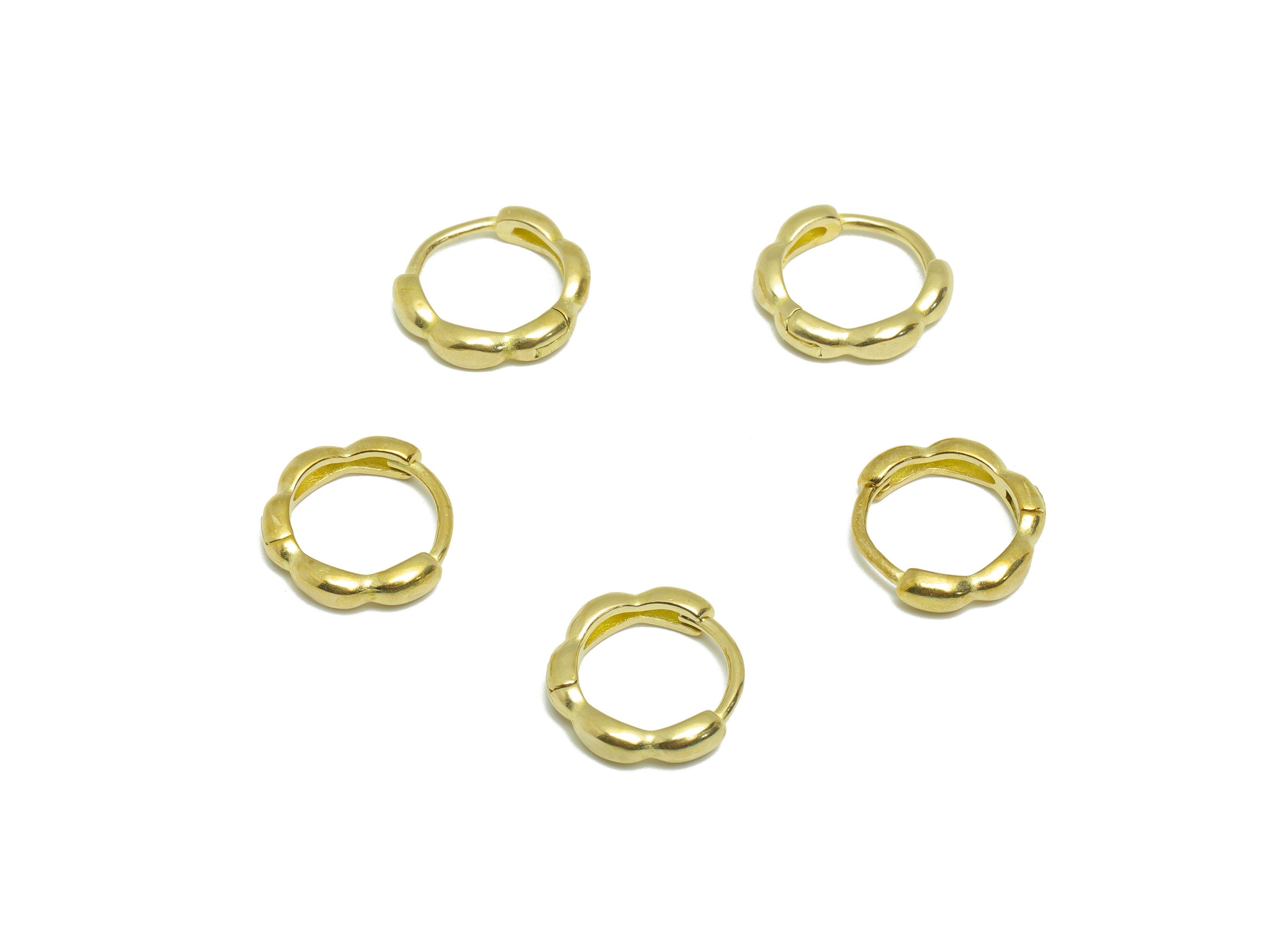 Brass Wavy Huggie Hoop Earring - Raw Brass Flower Earring Clasp - Brass Clasp Earring - Clasp Hoop Earring - 11.5x11.26x1.45mm - PP9303 - DOMEDBAZAAR