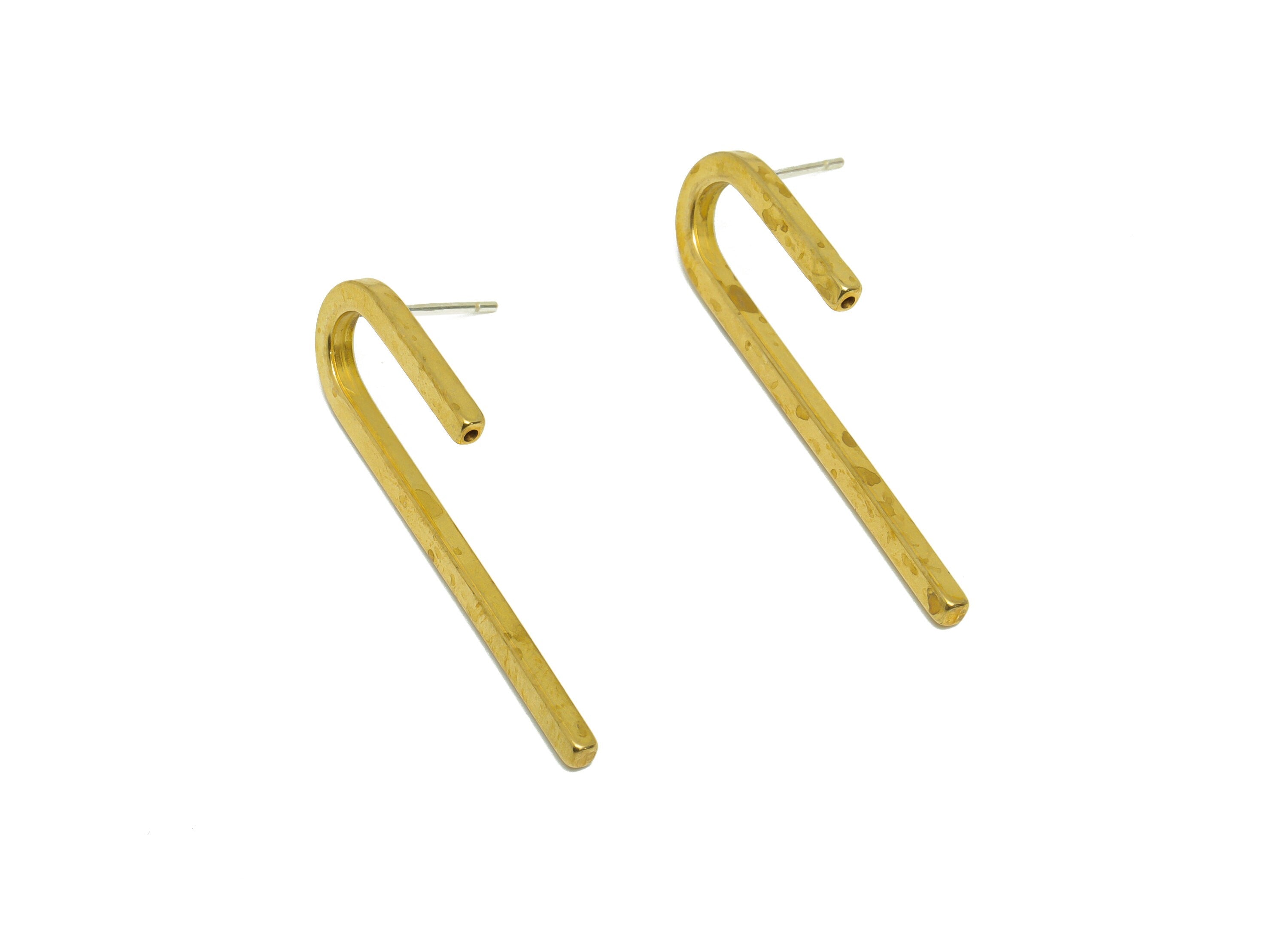 Brass Oval Hoop Earring Post - Raw Brass Hoop Earring Stud - Brass Earring Post - Brass Hoop Earring Post - 36.74x9.62x1.84mm - PP9460 - DOMEDBAZAAR