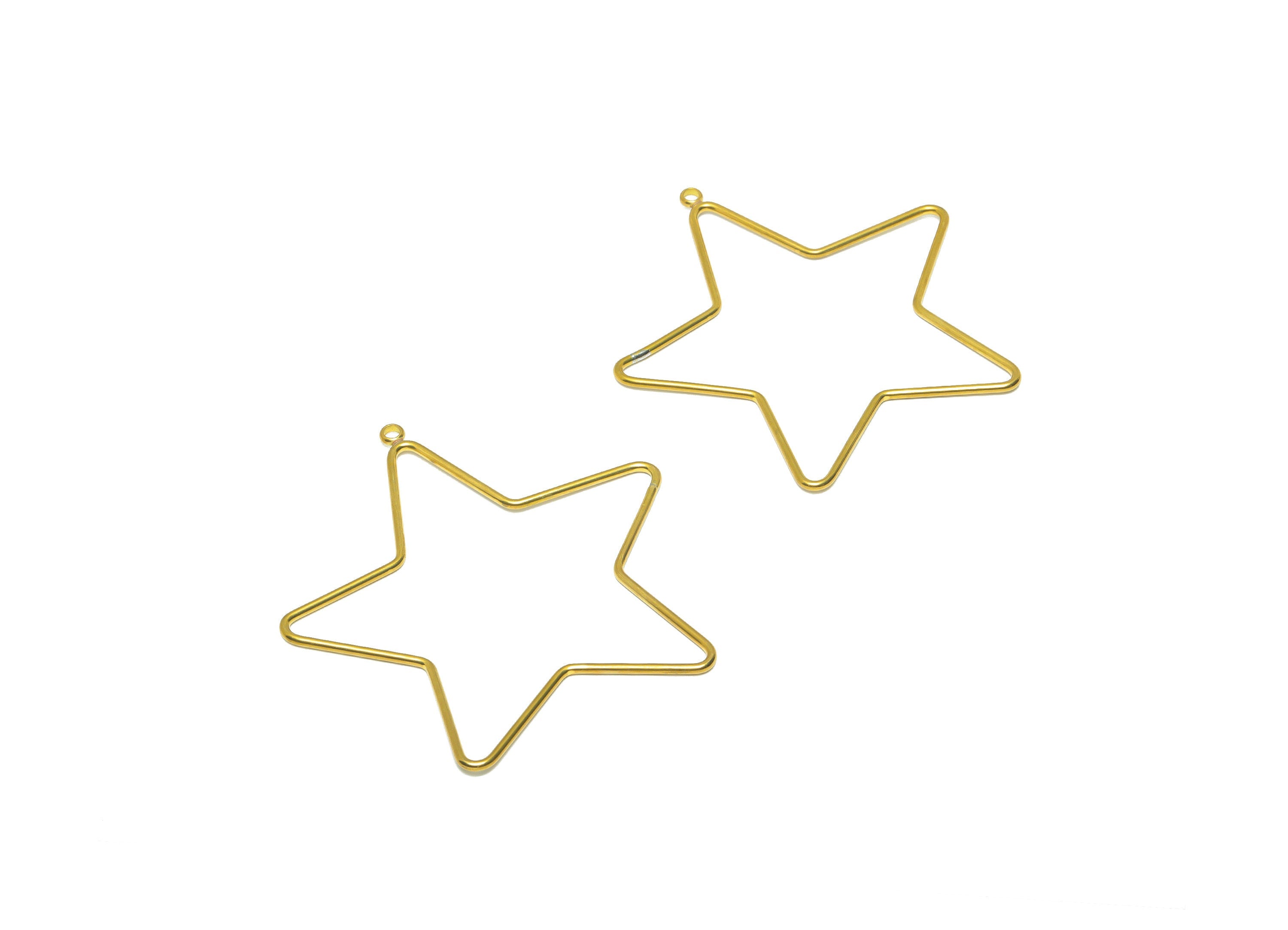 Brass Star Wire Earring Charm - Raw Brass Star Earring Charm - Brass Wire Star Pendant - For Pendant - Star Ring - 83x77x1mm - PP9413 - DOMEDBAZAAR