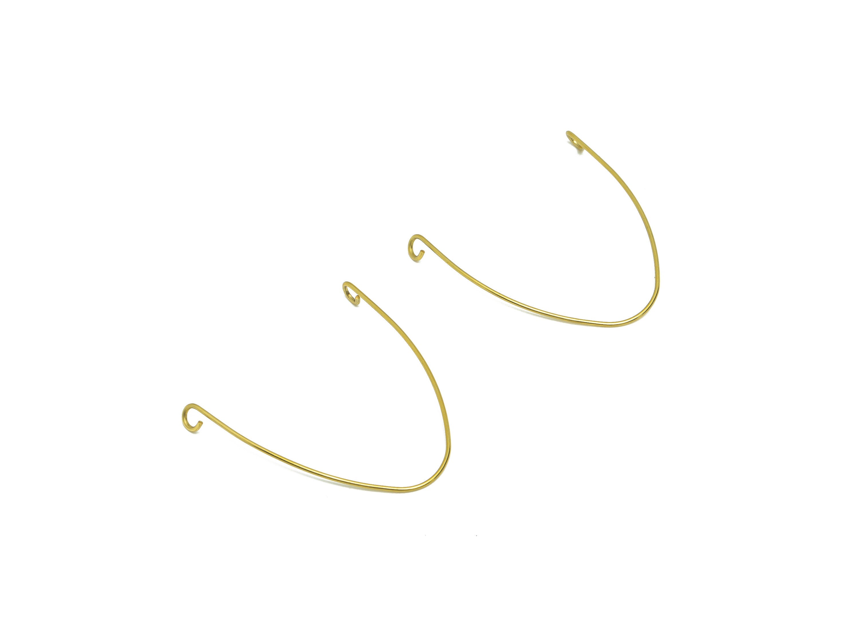 Brass Wire Earring Connector - Raw Brass Wire Earring Charm - Brass Wire V Earring Connector - Earring Connector - 31.3x31.6x0.7mm - PP9608 - DOMEDBAZAAR