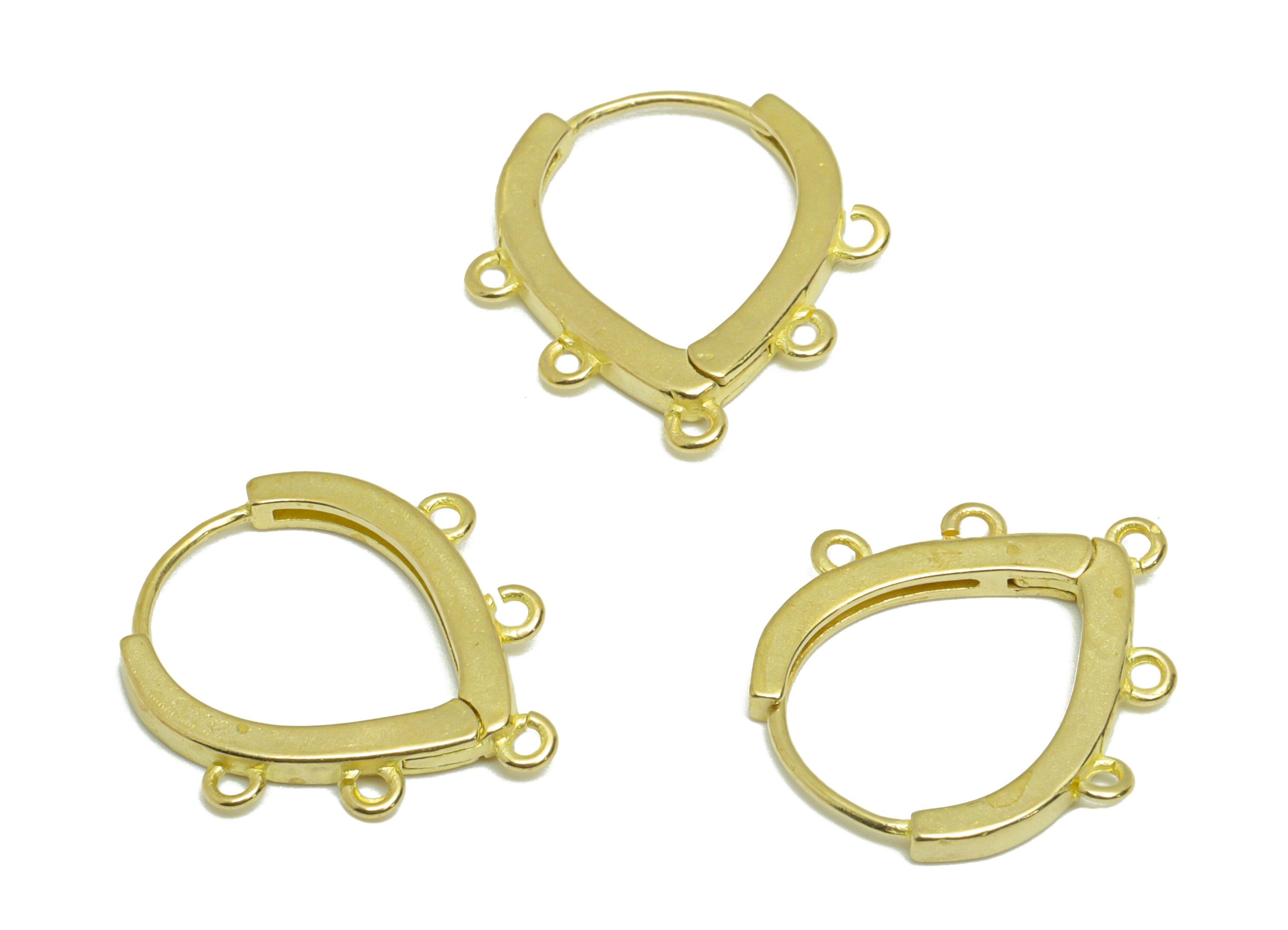 Brass Teardrop Huggie Hoop Earring - Raw Brass Drop Earring Clasp With 5 Loop - Brass Clasp Connector Hoop Earring - 17x15x1mm -PP9600 - DOMEDBAZAAR
