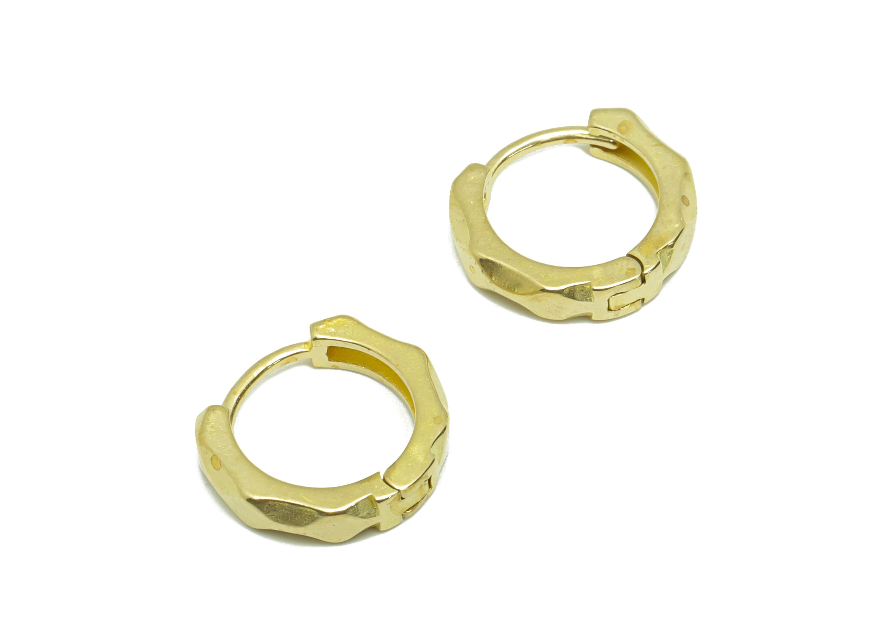 Octagon Huggie Hoop Earring - Raw Brass TexturedEarring Clasp - Brass Clasp Earring - Geometry Clasp Hoop Earring - 14.07x12x2mm - PP9612 - DOMEDBAZAAR