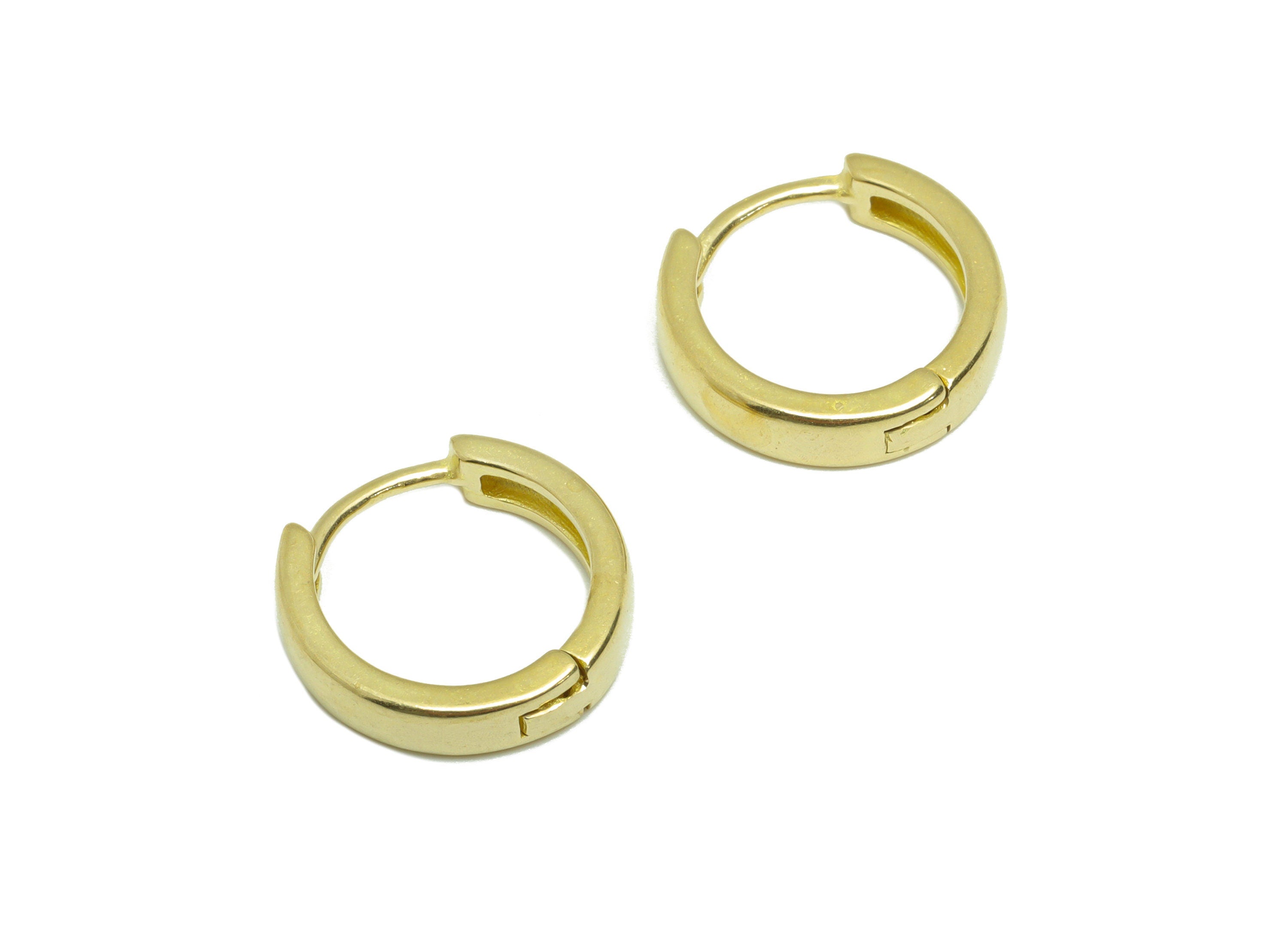 Brass Round Huggie Hoop Earring - Raw Brass Circle Earring Clasp - Brass Clasp Earring - Clasp Hoop Earring - 14.58x14.47x3mm - PP9610 - DOMEDBAZAAR