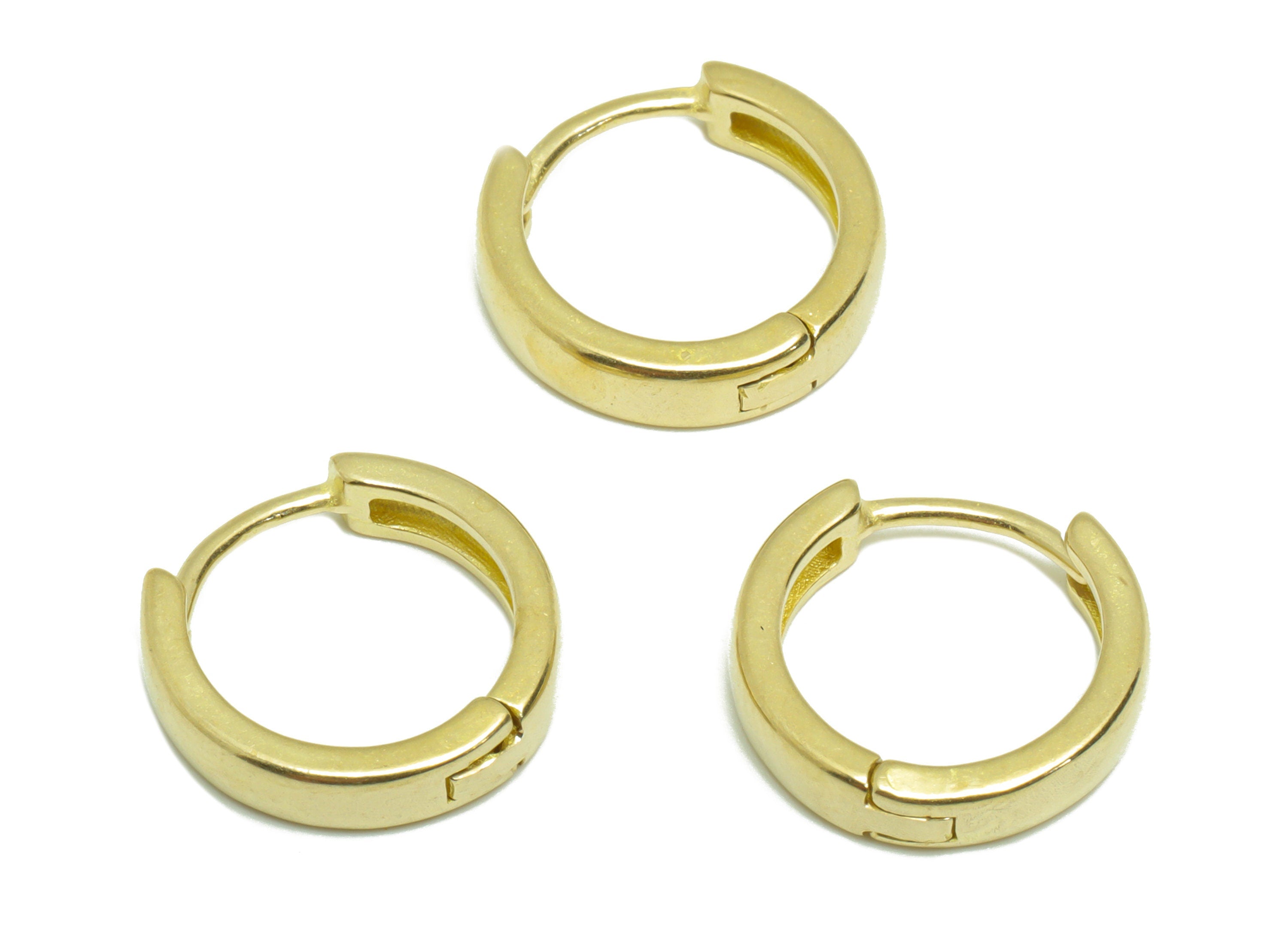 Brass Round Huggie Hoop Earring - Raw Brass Circle Earring Clasp - Brass Clasp Earring - Clasp Hoop Earring - 14.58x14.47x3mm - PP9610 - DOMEDBAZAAR