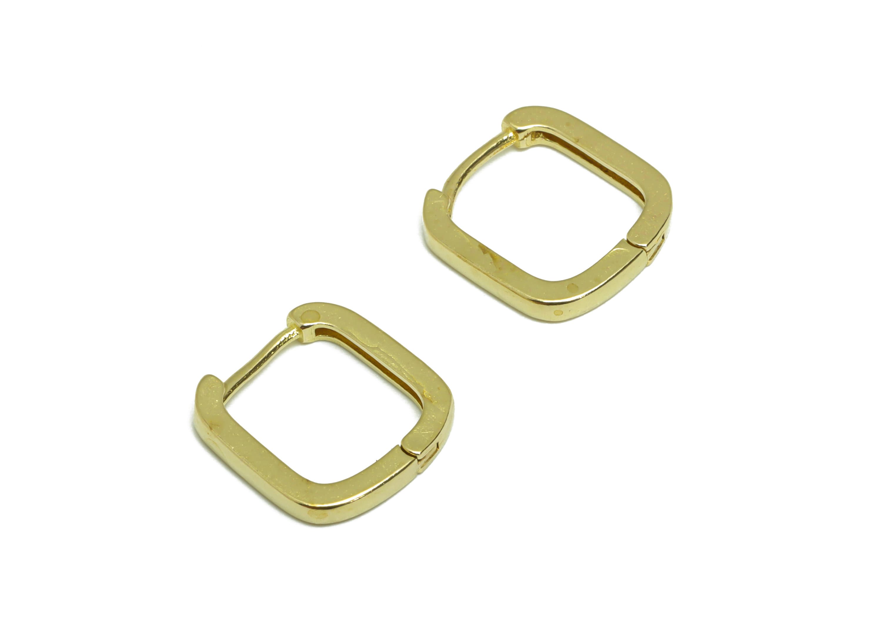 Brass Square Huggie Hoop Earring - Raw Brass Square Hoop Huggie Earring - Brass Geometry Hoop Earring - 12.17x11.97x1.74mm - PP9528 - DOMEDBAZAAR