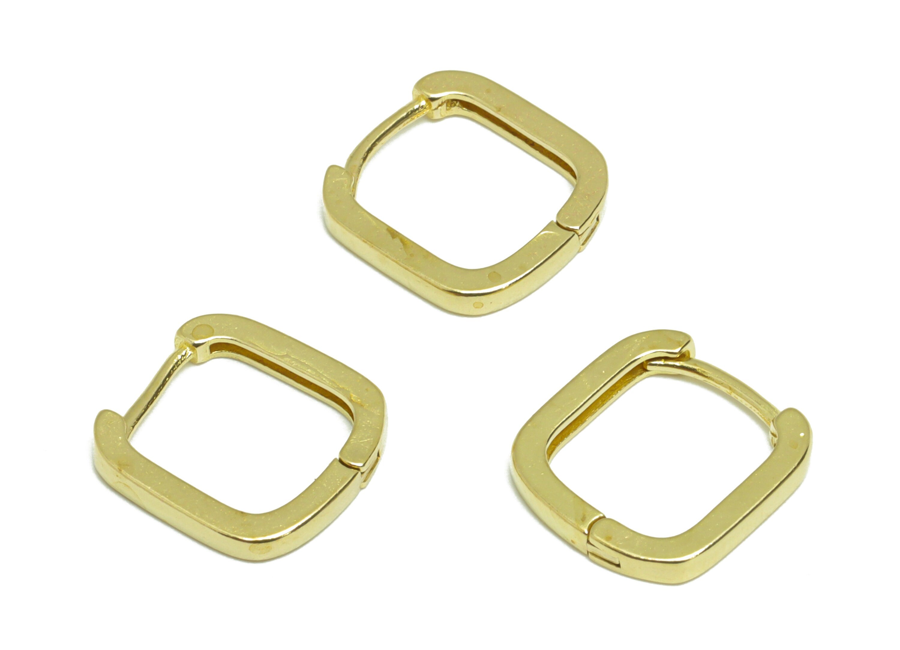 Brass Square Huggie Hoop Earring - Raw Brass Square Hoop Huggie Earring - Brass Geometry Hoop Earring - 12.17x11.97x1.74mm - PP9528 - DOMEDBAZAAR