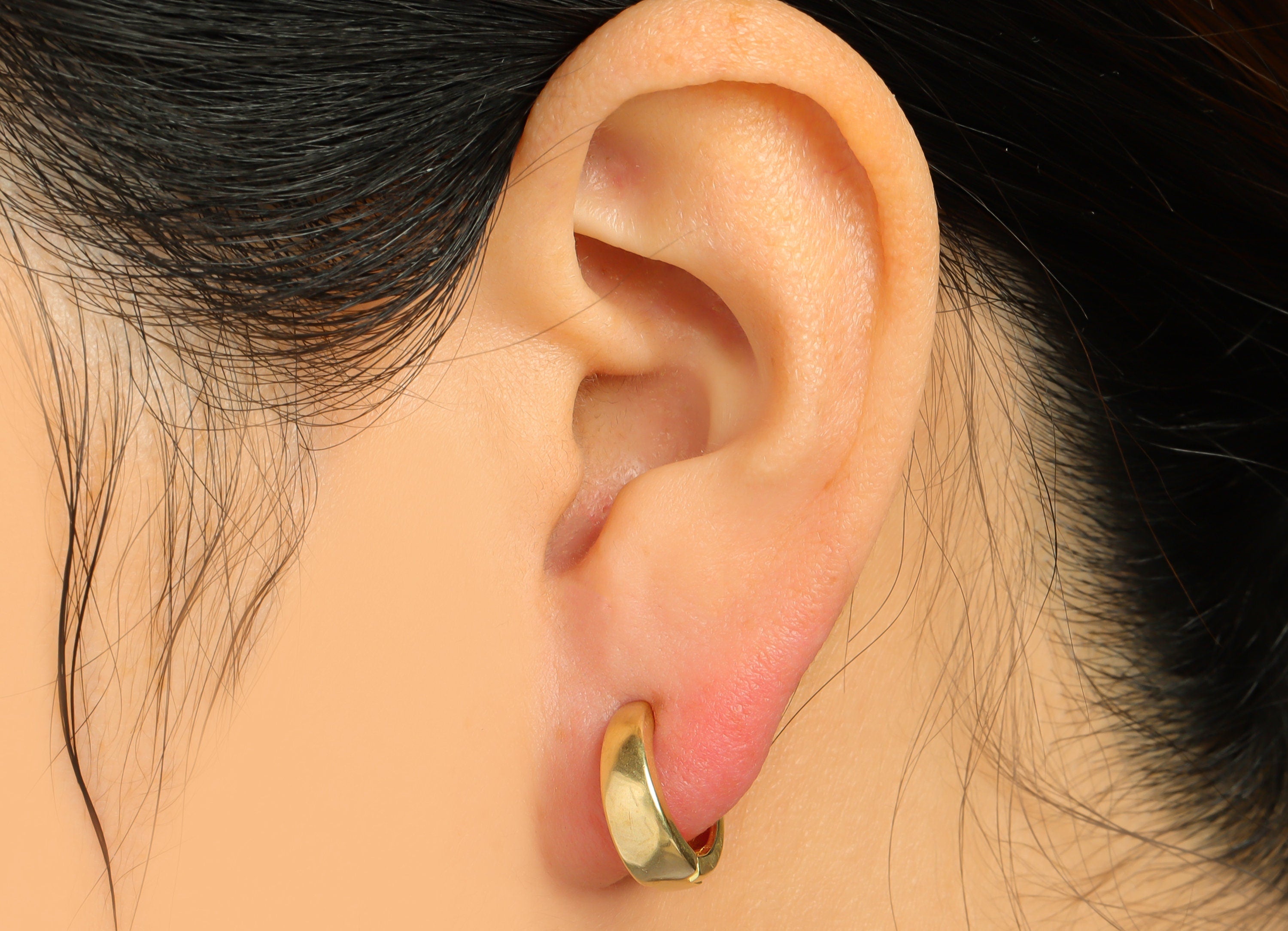 Brass Round Huggie Hoop Earring - Raw Brass Circle Wire Earring Clasp - Brass Clasp Earring - Clasp Hoop Earring - 14.62x12.8x4.8mm - PP9617 - DOMEDBAZAAR