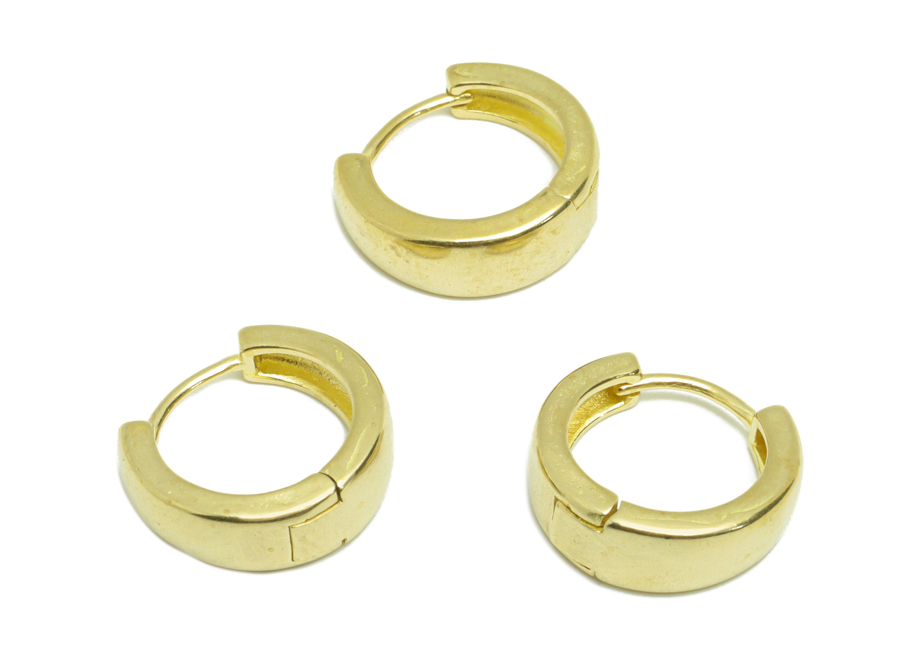 Brass Round Huggie Hoop Earring - Raw Brass Circle Wire Earring Clasp - Brass Clasp Earring - Clasp Hoop Earring - 14.62x12.8x4.8mm - PP9617 - DOMEDBAZAAR