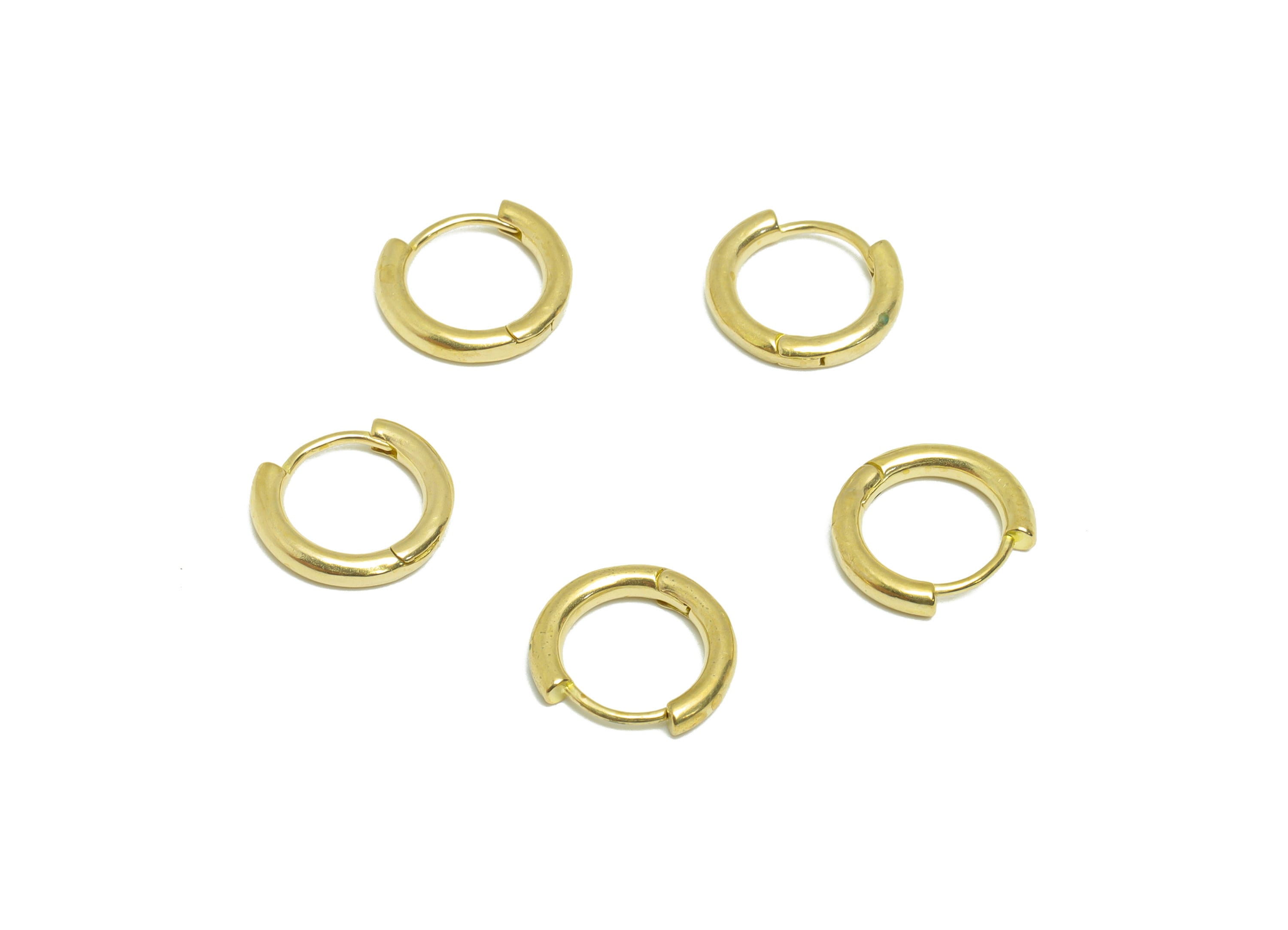 Brass Round Huggie Hoop Earring - Raw Brass Circle Wire Earring Clasp - Brass Clasp Earring - Clasp Hoop Earring - 11.9x10.7x2.12mm - PP9603 - DOMEDBAZAAR