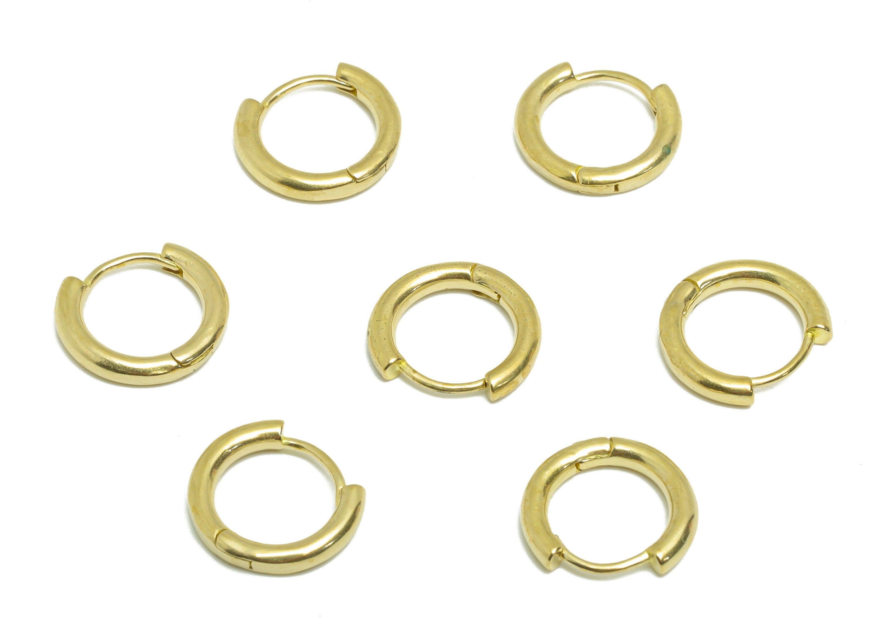 Brass Round Huggie Hoop Earring - Raw Brass Circle Wire Earring Clasp - Brass Clasp Earring - Clasp Hoop Earring - 11.9x10.7x2.12mm - PP9603 - DOMEDBAZAAR