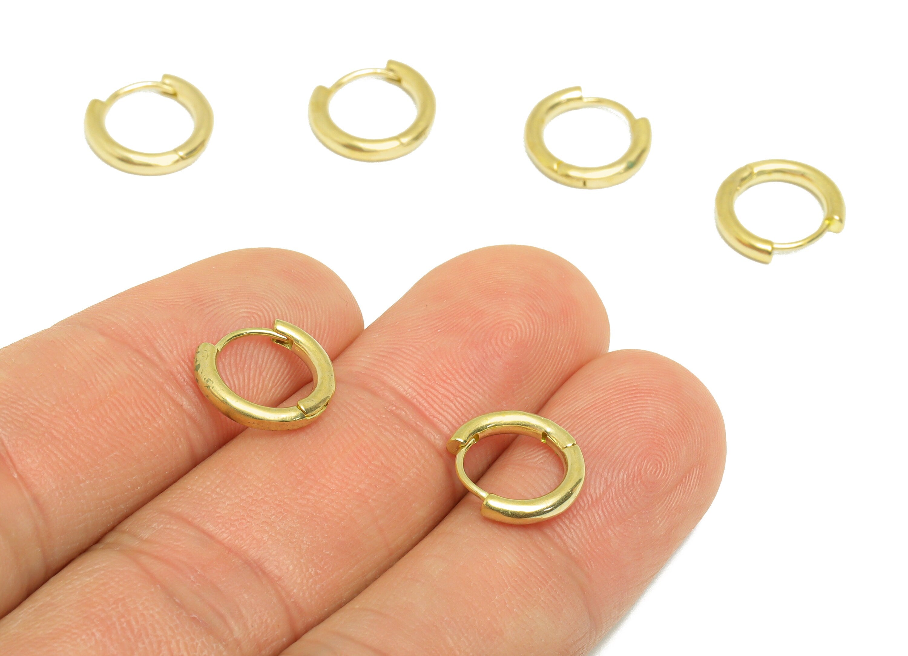 Brass Round Huggie Hoop Earring - Raw Brass Circle Wire Earring Clasp - Brass Clasp Earring - Clasp Hoop Earring - 11.9x10.7x2.12mm - PP9603 - DOMEDBAZAAR
