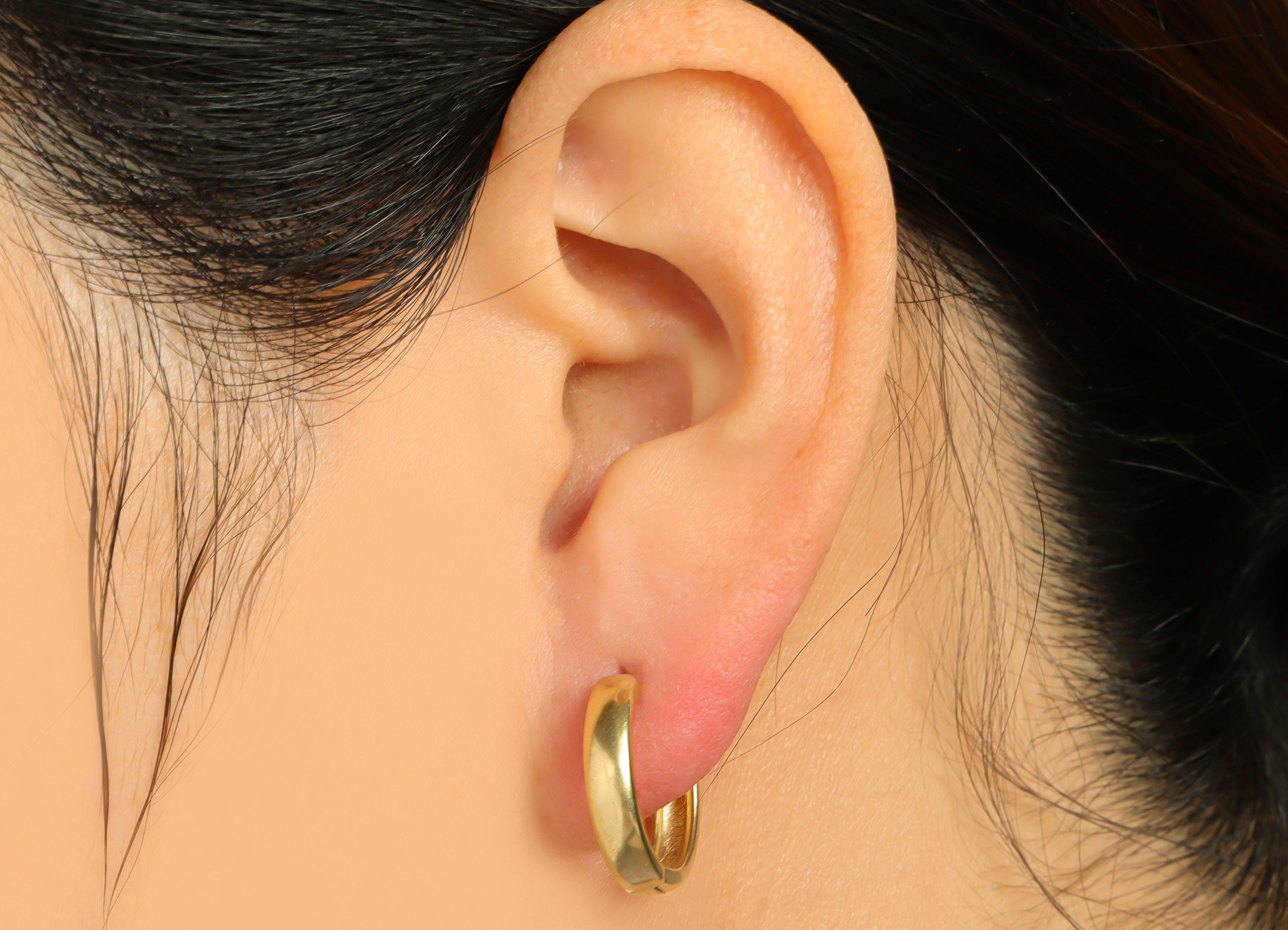Brass Round Huggie Hoop Earring - Raw Brass Circle Earring Clasp - Brass Clasp Earring - Clasp Hoop Earring - 17.92x17.34x3mm - PP9613 - DOMEDBAZAAR
