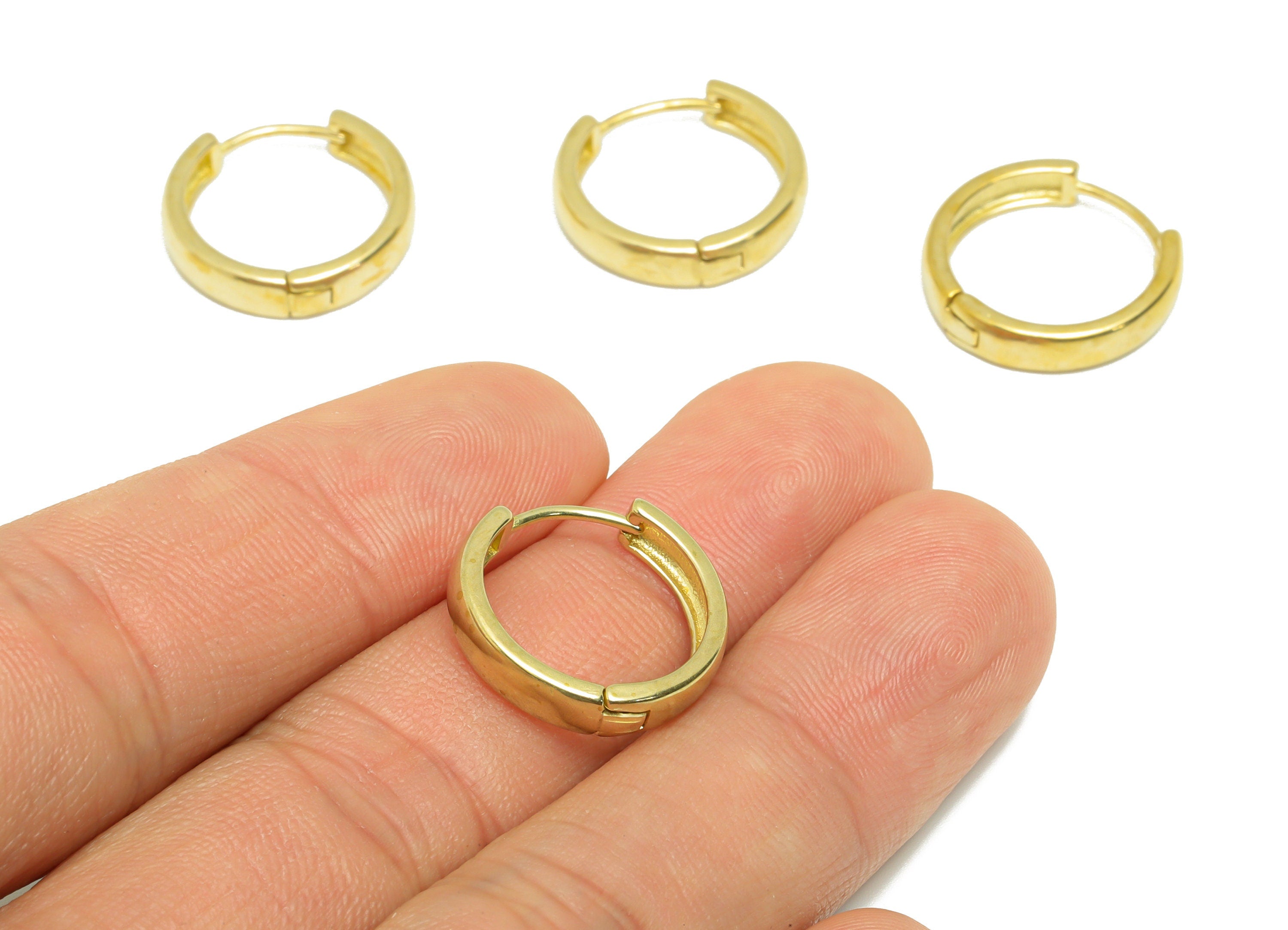 Brass Round Huggie Hoop Earring - Raw Brass Circle Earring Clasp - Brass Clasp Earring - Clasp Hoop Earring - 17.92x17.34x3mm - PP9613 - DOMEDBAZAAR