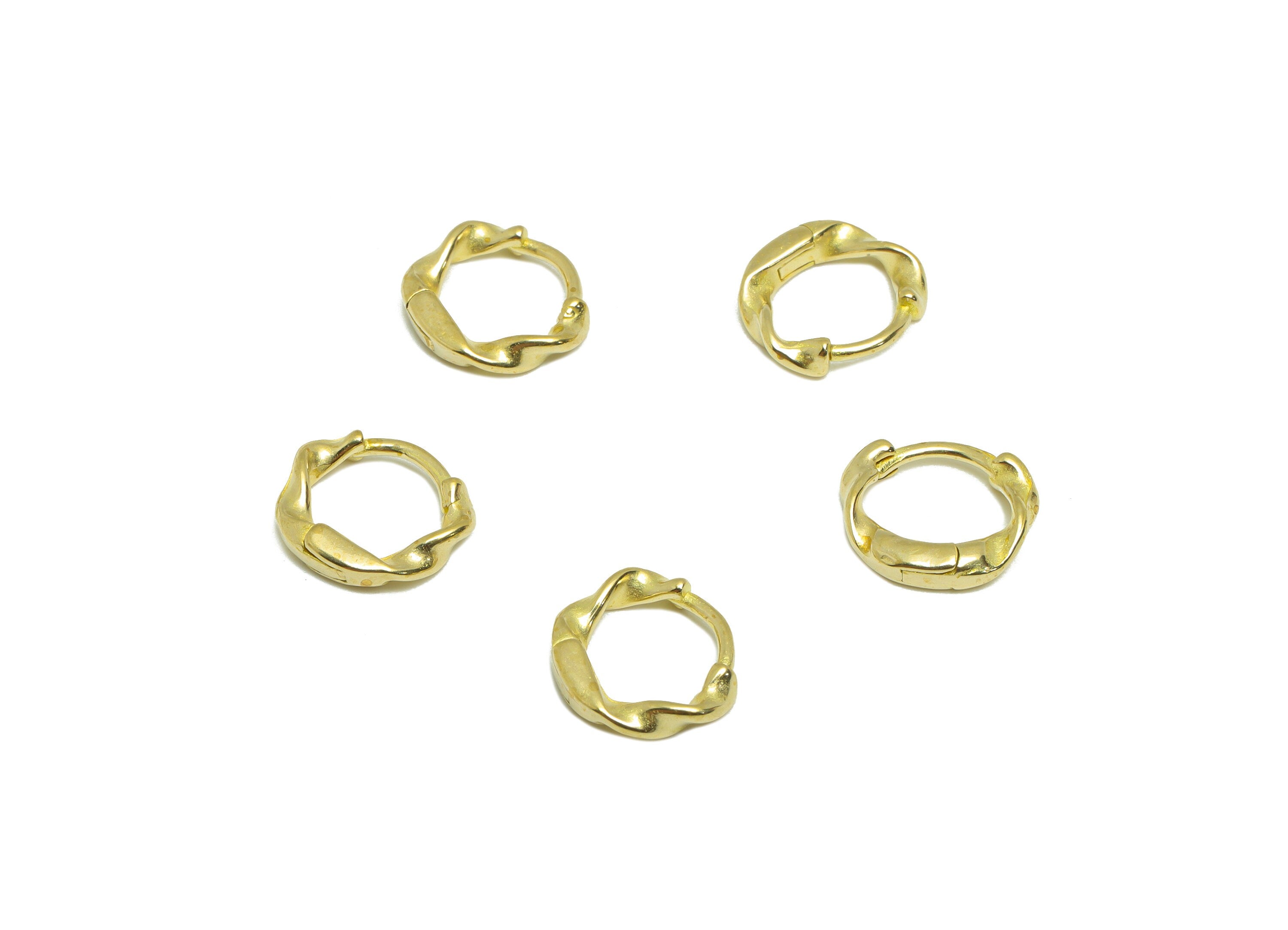 Brass Wavy Huggie Hoop Earring - Raw Brass Circle Earring Clasp - Brass Clasp Earring - Clasp Hoop Earring - 10.86x9.77x2.42mm - PP9616 - DOMEDBAZAAR