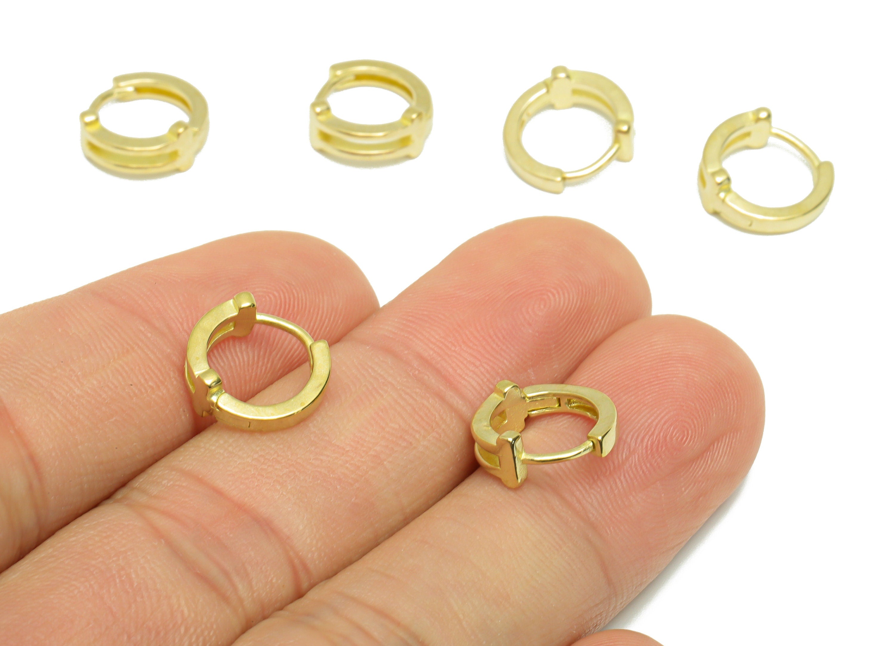 Brass Textured Huggie Hoop Earring - Raw Brass Circle Earring Clasp - Brass Clasp Earring - Clasp Hoop Earring - 11.82x10x4mm - PP9548 - DOMEDBAZAAR