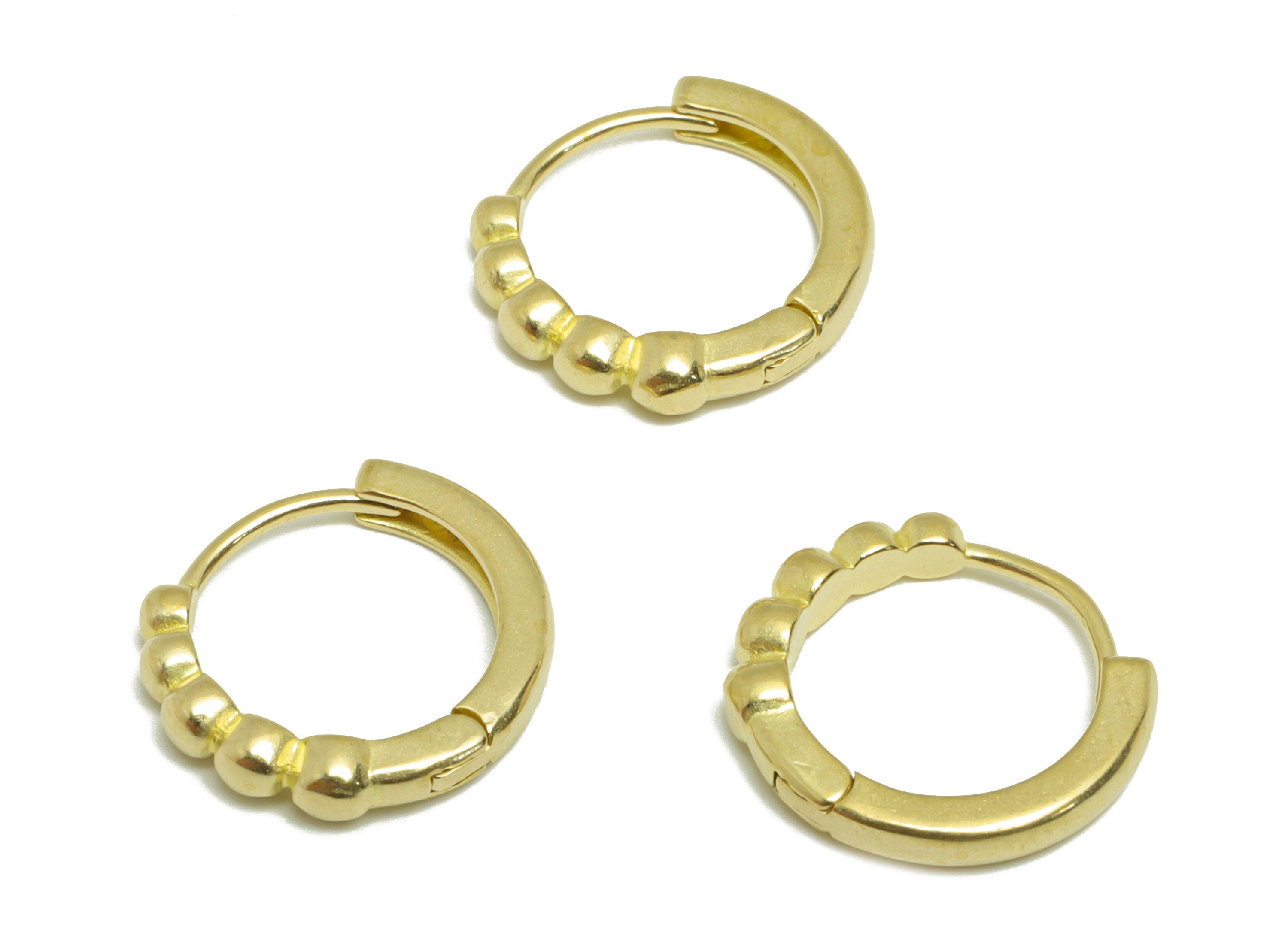 Brass Balls Huggie Hoop Earring - Raw Brass Circle Earring Clasp - Brass Clasp Earring - Clasp Hoop Earring - 4.7x13.4x2.72mm - PP9550 - DOMEDBAZAAR