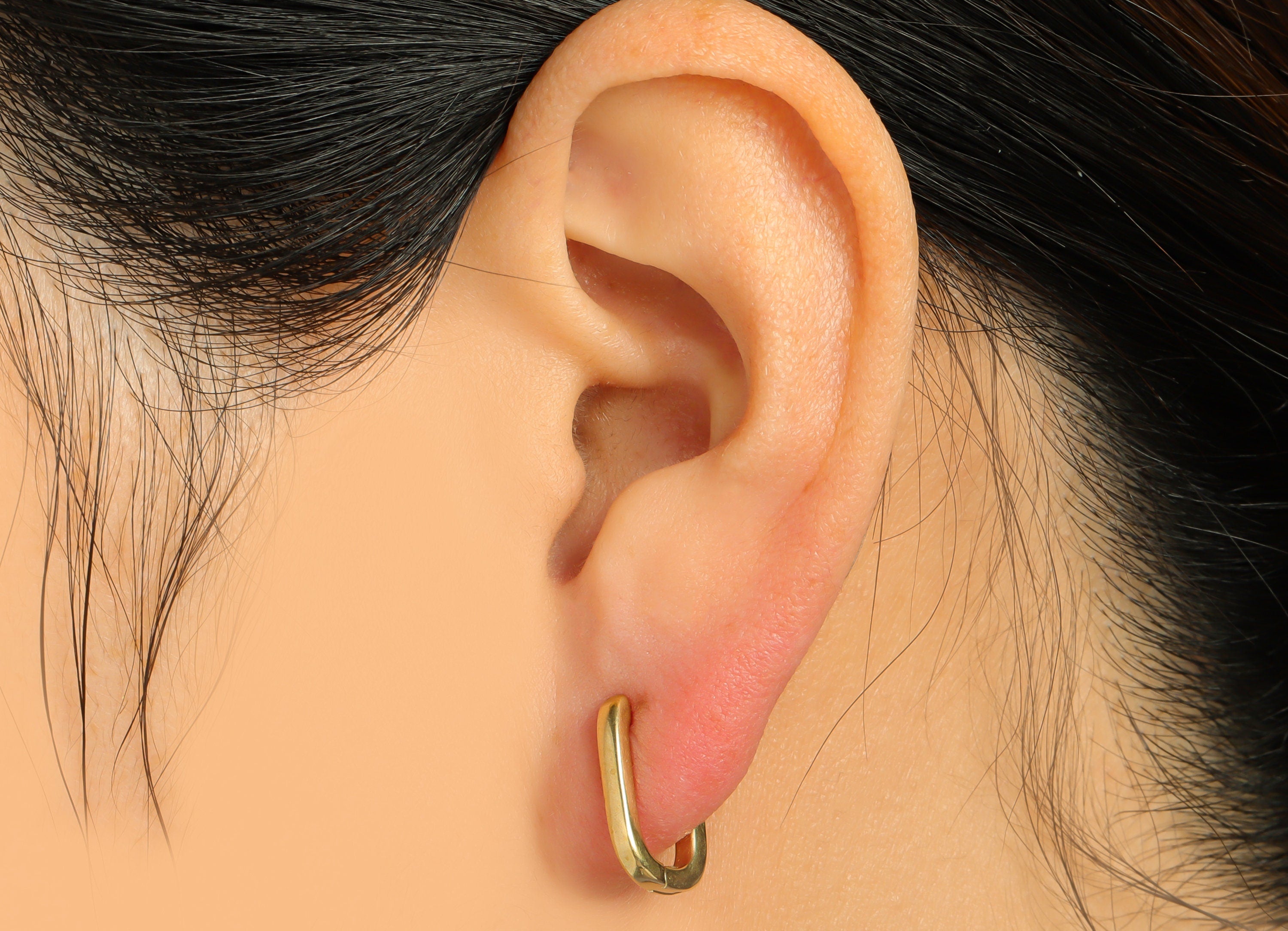 Brass Rectangle English Lock Earring - Raw Brass Geometry Earring - Rectangle Hoop Lock Earring - English Lock Earring - 14x10x2mm - PP9597 - DOMEDBAZAAR