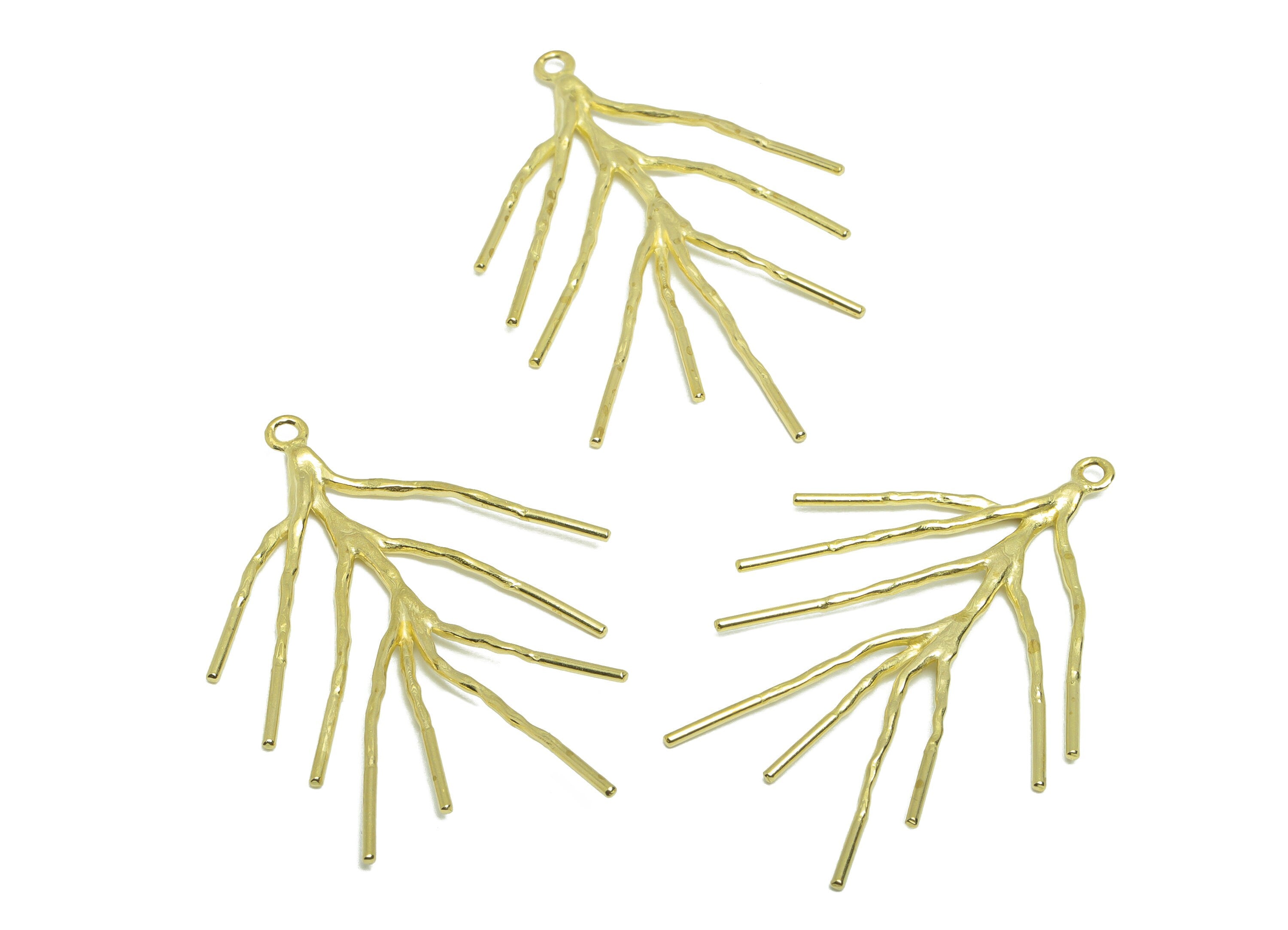 Brass Tree Earring Charm - Raw Brass Branch Earring Charm - Brass  Botanical Pendant - Brass Tree Branch Earring Charm - 41x25x2mm - PP9578 - DOMEDBAZAAR
