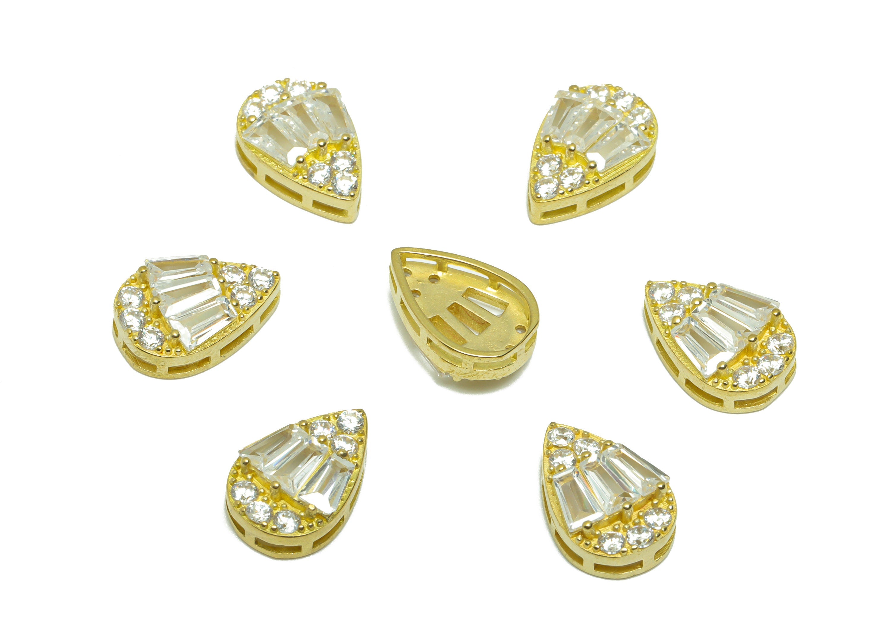 Brass CZ Teardrop Earring Charm - Raw Brass Trapezoid Cubic Zircon Earring Charm - Drop Zircon Earring Charm - 13.5x9x4.8mm - PP9569 - DOMEDBAZAAR