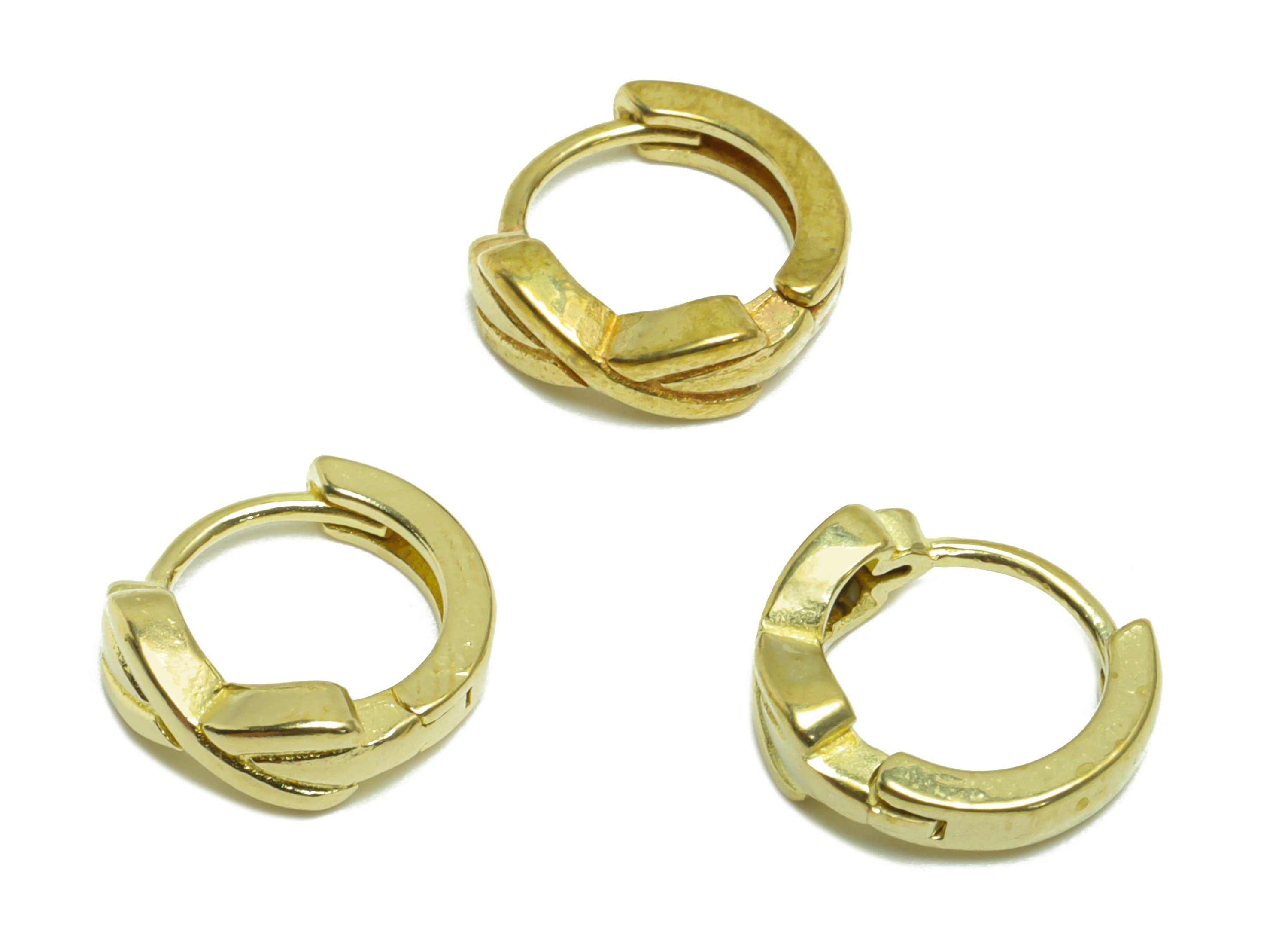 Brass Round Huggie Hoop Earring - Raw Brass Bow Tie Hoop Huggie Earring - Brass Huggie Hoop Earring - 10.74x12.06x2.8mm - PP9503 - DOMEDBAZAAR