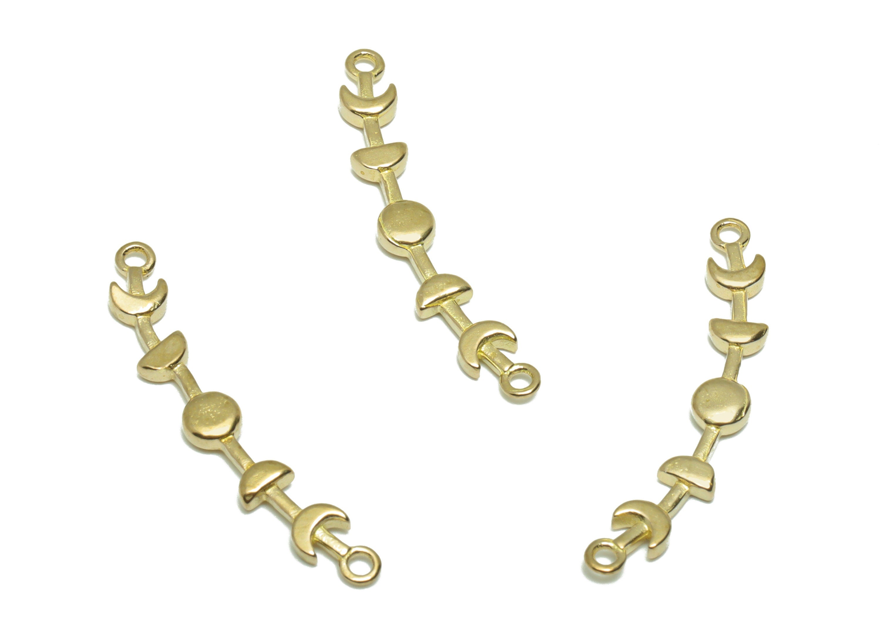 Brass Moon Phase Cycle Pendant - Raw Brass Crescent Earring Connector - Brass Phases of The Moon Necklace Charm - 30x5.5x2.17mm- PP9573 - DOMEDBAZAAR