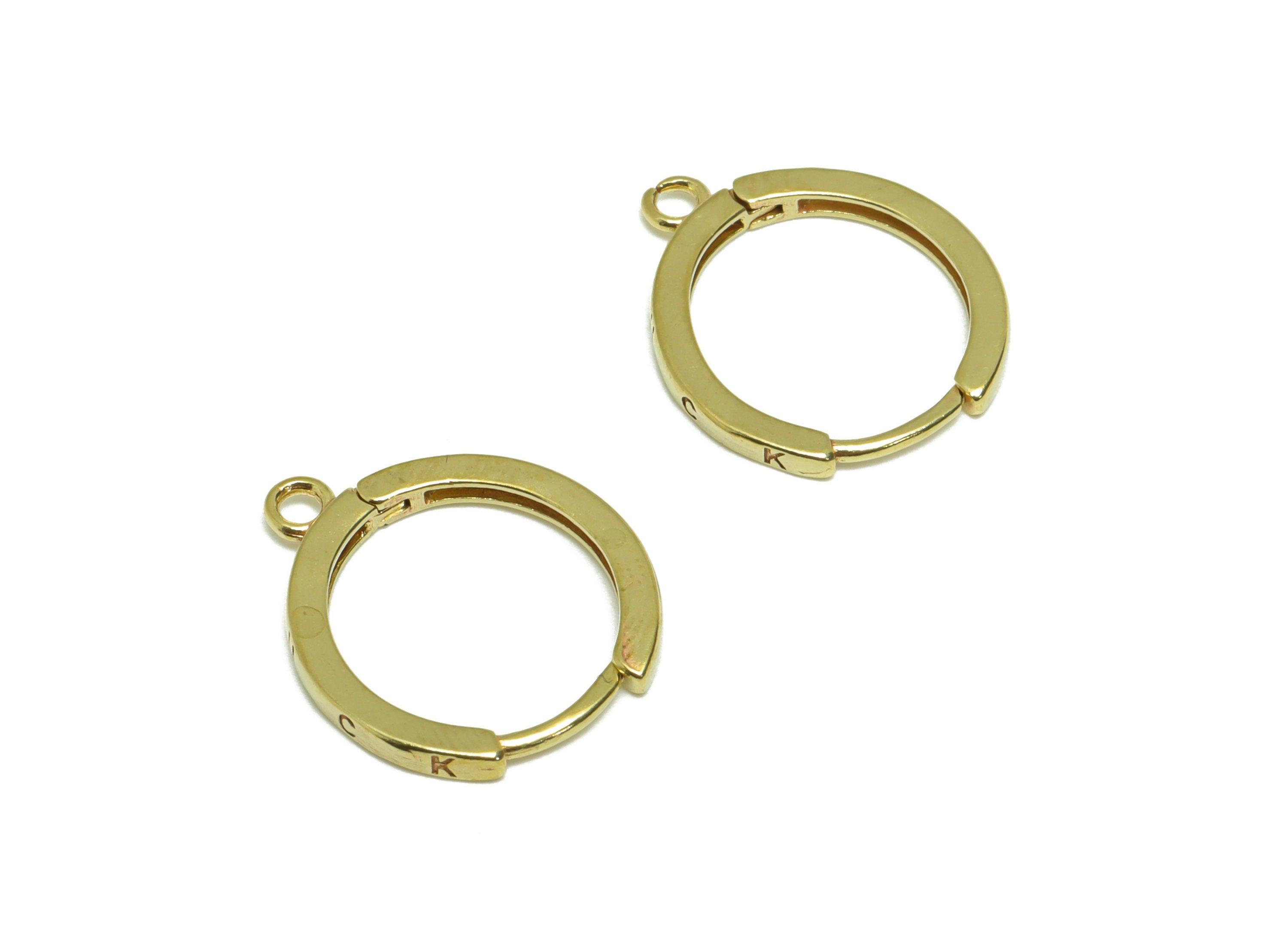 Brass Oval Huggie Hoop Earring - Raw Brass Hoop Huggie Earring With Loop - Brass Geometry Huggie Hoop Earring - 16.6x14.09x1.45mm - PP9516 - DOMEDBAZAAR
