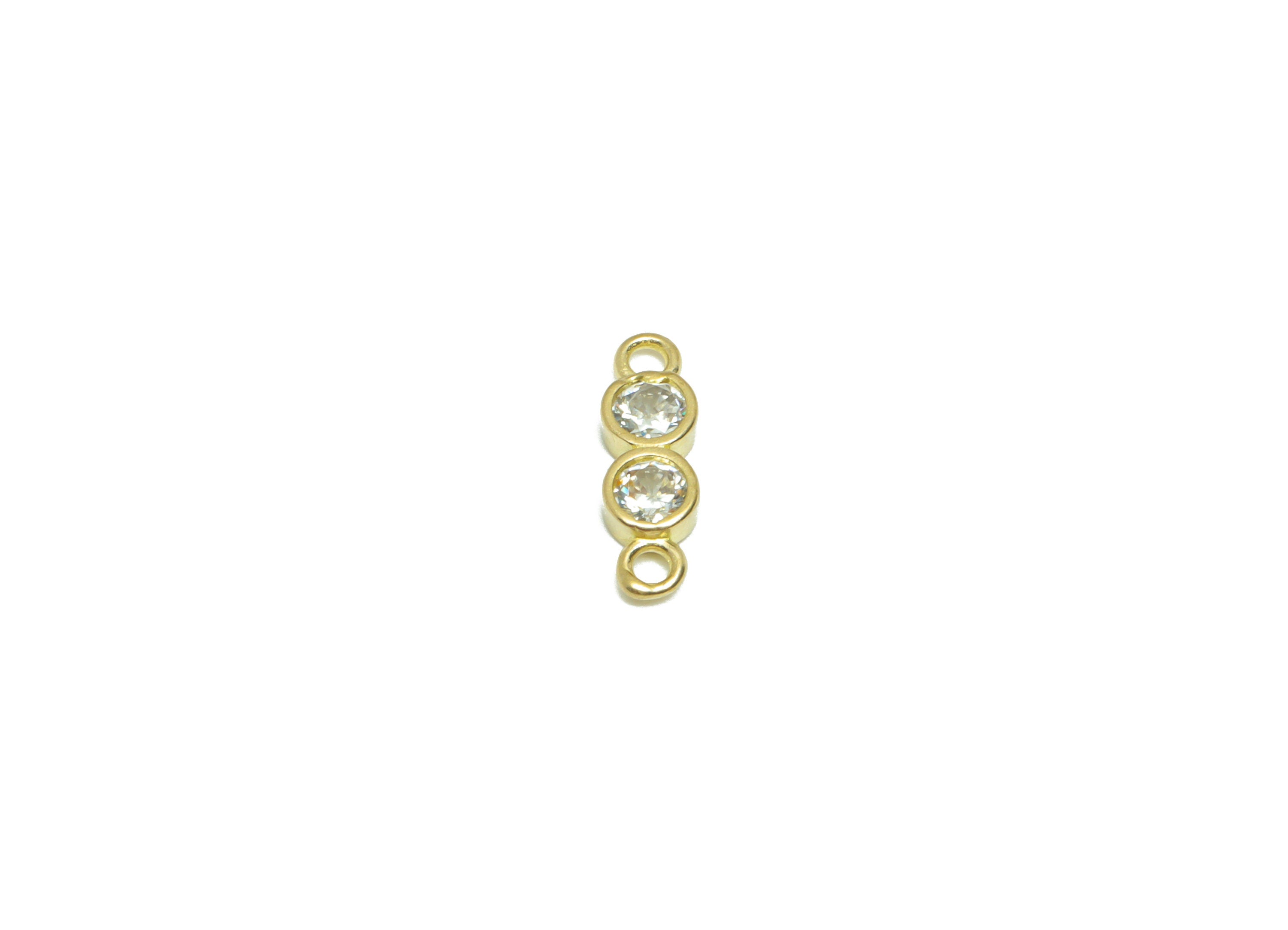 Brass CZ Round Earring Connector - Raw Brass Cubic Zircon Circle Earring Connector - Brass Mini Circle Connector - 11.74x3.82x1.9mm - PP9568 - DOMEDBAZAAR