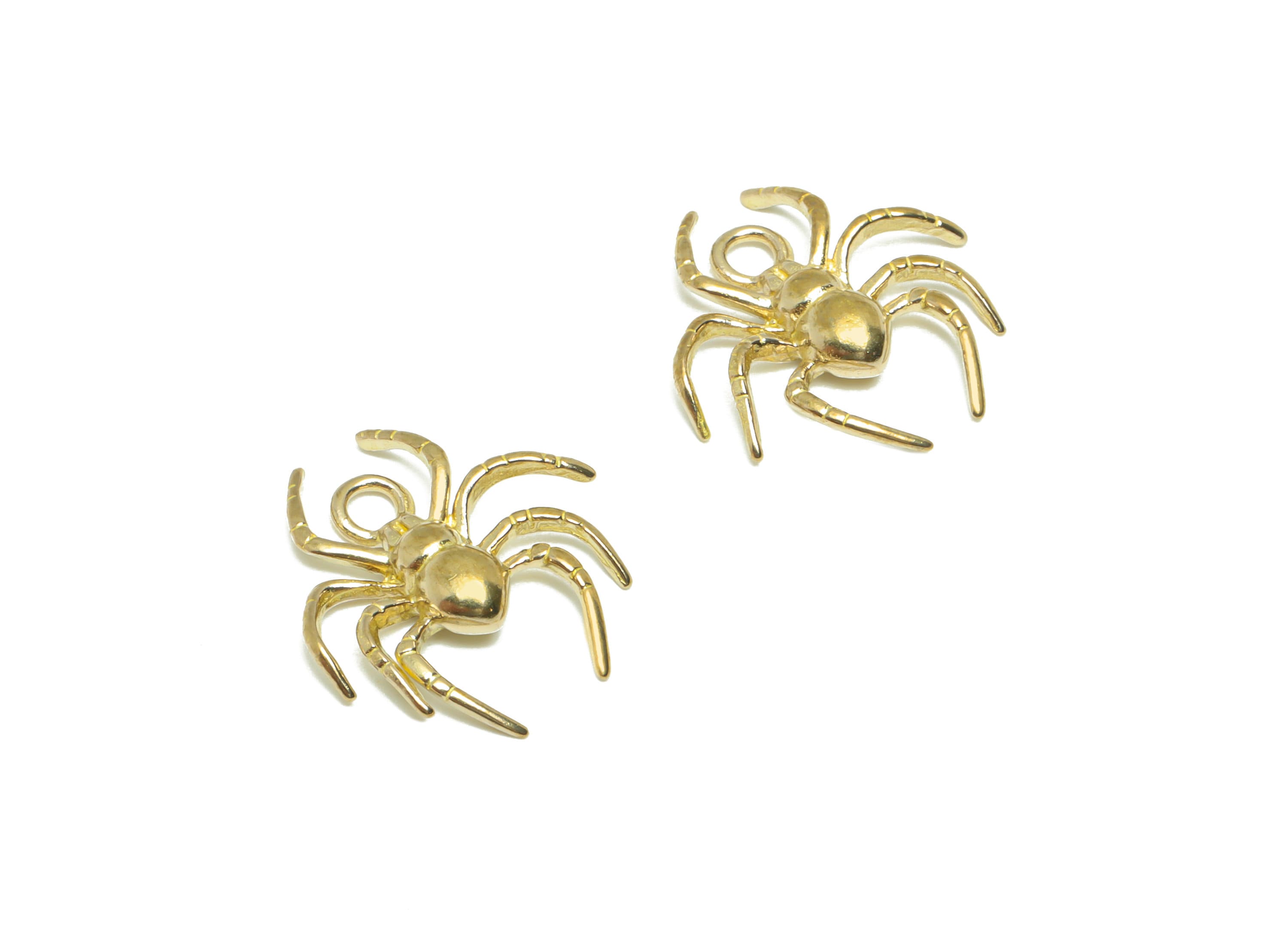 Brass Spider Earring Charm - Raw Brass Cubic Spider Figure Charm - Brass Inset Pendant - For Pendant - 17.4x15.7x2.99mm - PP9566 - DOMEDBAZAAR