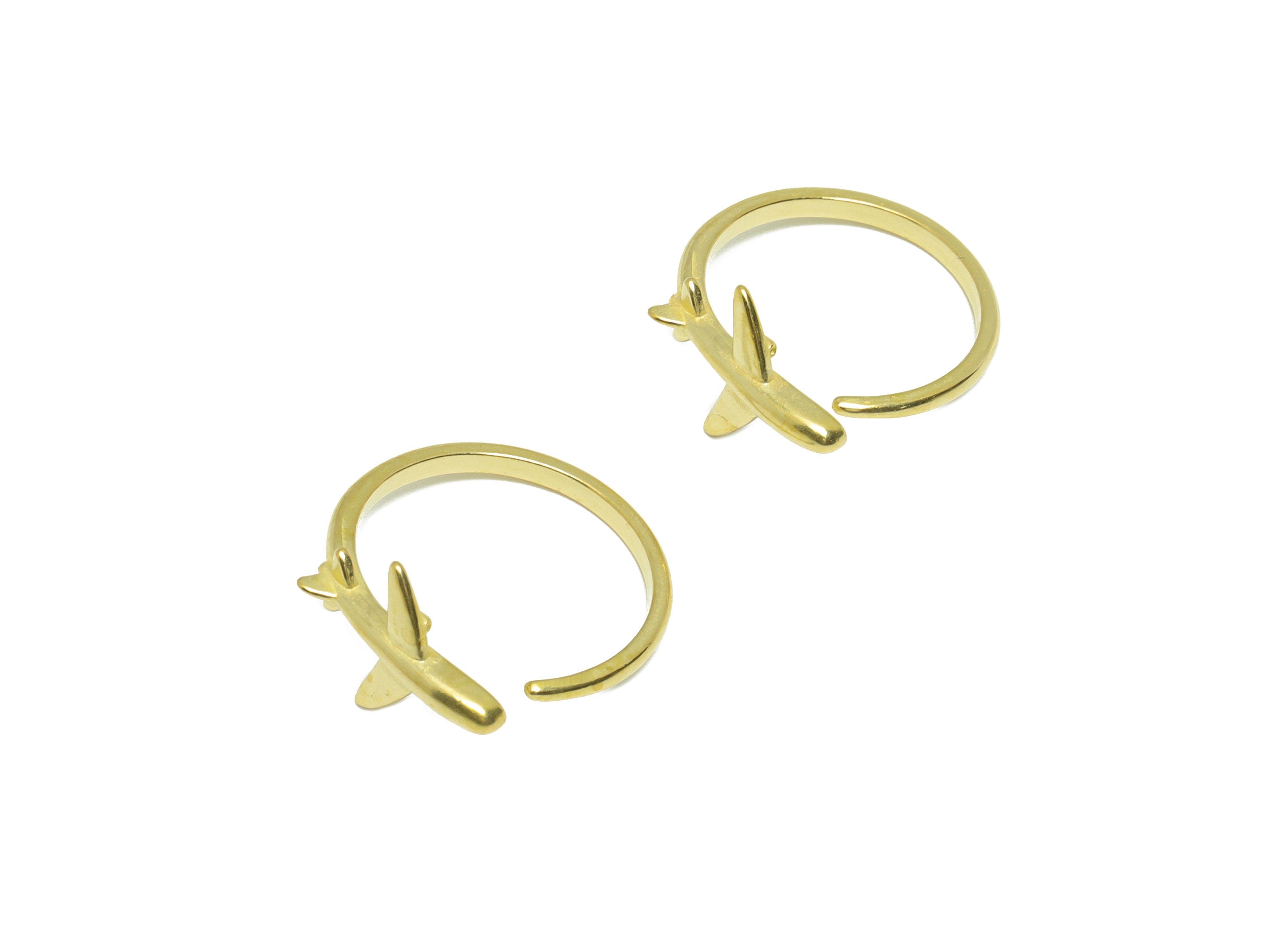 Brass Adjustable Airplane Ring - Raw Brass Ring Settings - Brass Open Airplane Rings - Ring Finding - 22.8x21.8x11mm - PP9561 - DOMEDBAZAAR