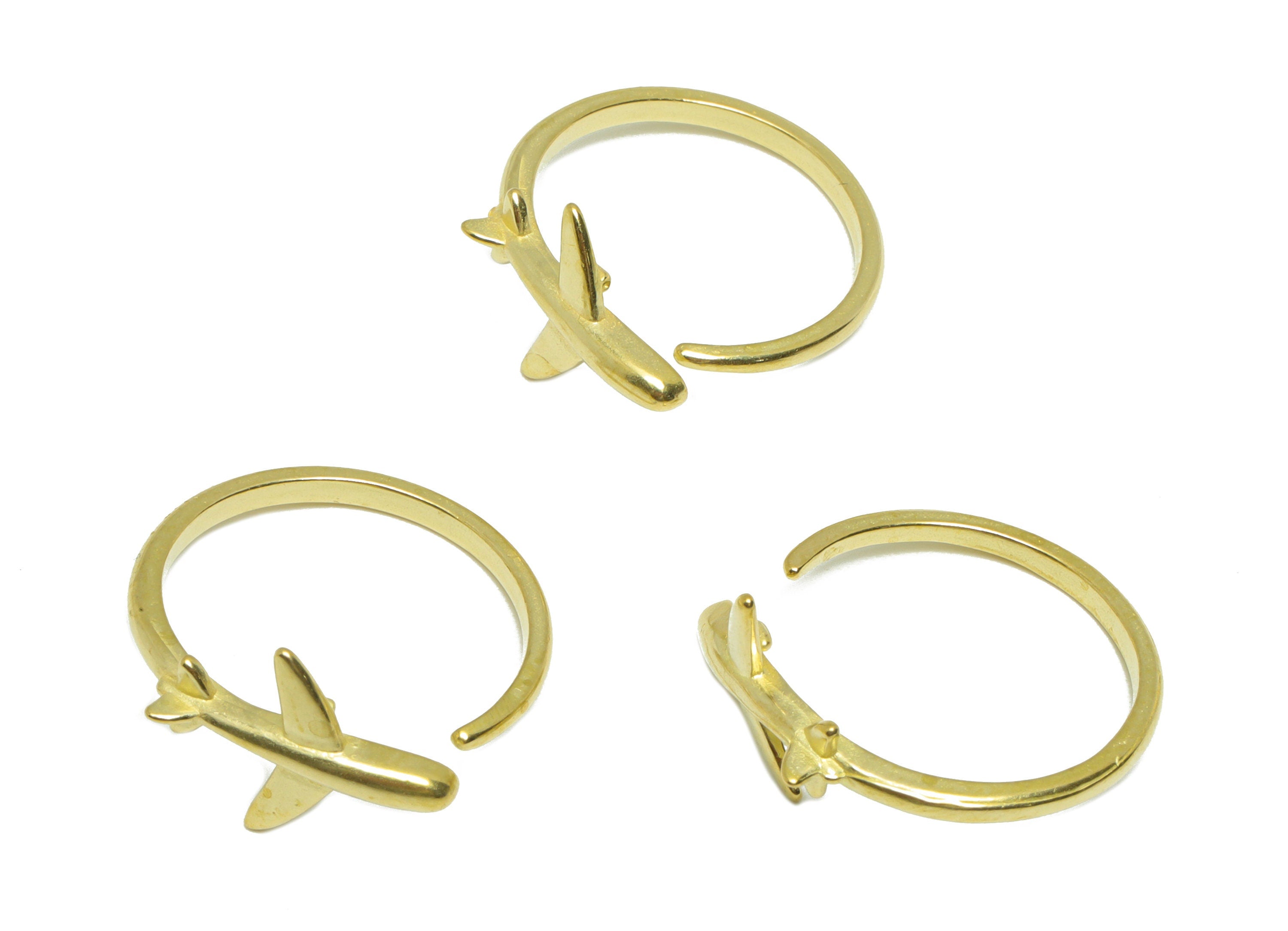 Brass Adjustable Airplane Ring - Raw Brass Ring Settings - Brass Open Airplane Rings - Ring Finding - 22.8x21.8x11mm - PP9561 - DOMEDBAZAAR