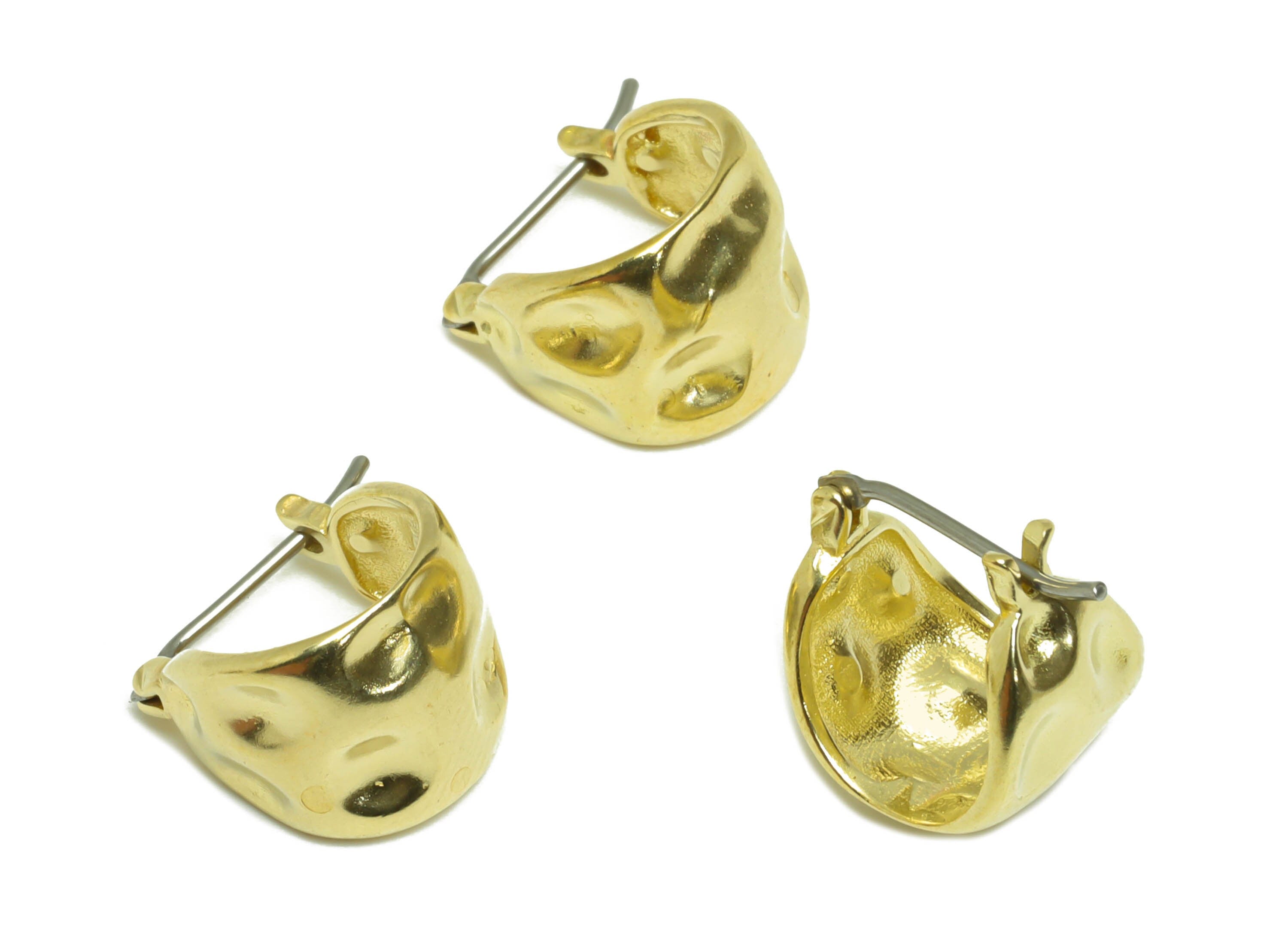 Hammered Hinged Back Earring - Raw Brass Wide Hoop Earring - Brass Hammered Hoop Earring - Hinged Back Earring - 8x4.2x1.82mm - PP9520 - DOMEDBAZAAR