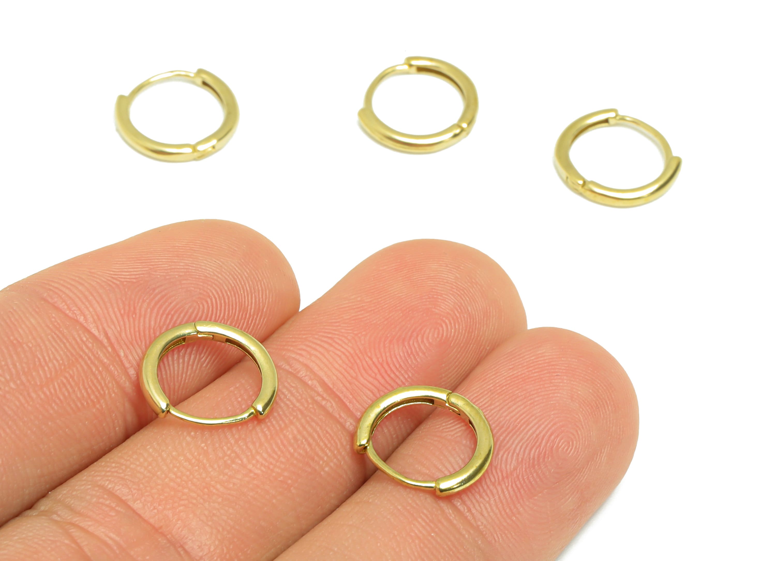 Brass Round Huggie Hoop Earring - Raw Brass Hoop Huggie Earring With Loop - Brass Circle Huggie Hoop Earring - 10.90x11.89x1.6mm - PP9512 - DOMEDBAZAAR