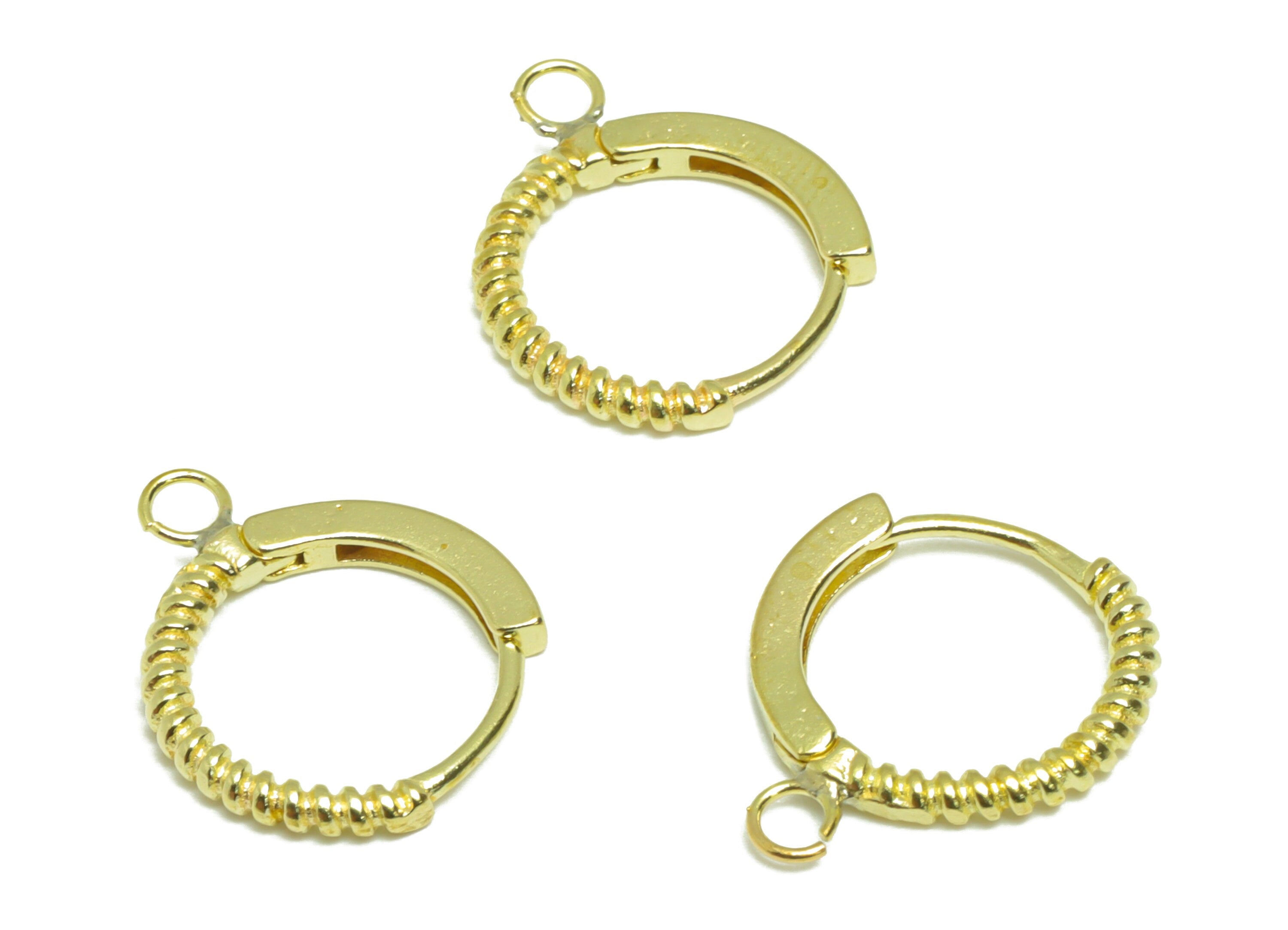 Brass Textured Huggie Hoop Earring - Raw Brass Wire Hoop Huggie Earring With Loop - Brass Round Huggie Hoop Earring - 12.49x13x1mm - PP9509 - DOMEDBAZAAR