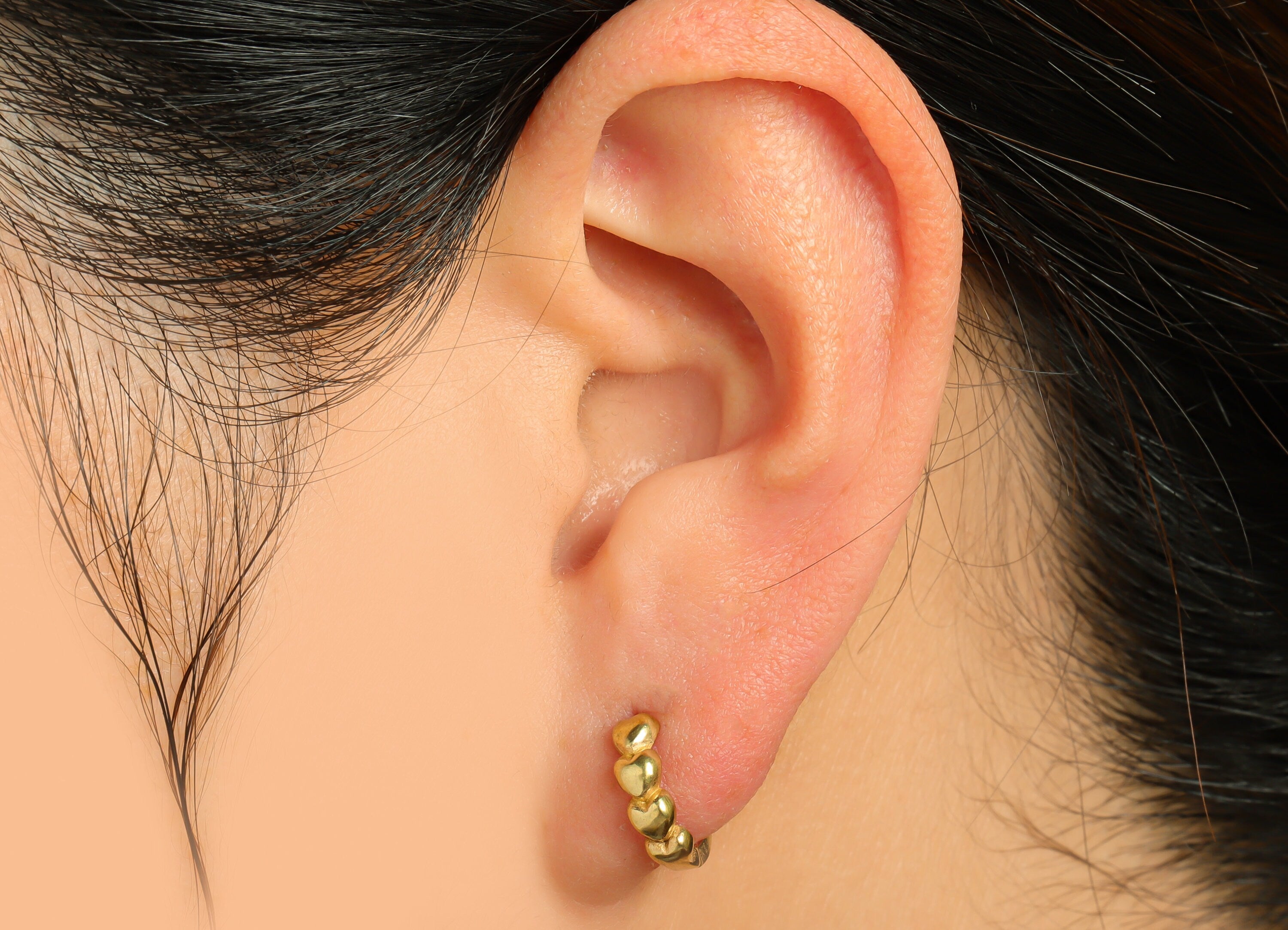 Brass Heart Huggie Hoop Earring - Raw Brass Heart Hoop Huggie Earring - Brass Round Huggie Hoop Earring - 11.57x12.33x2.20mm - PP9501 - DOMEDBAZAAR