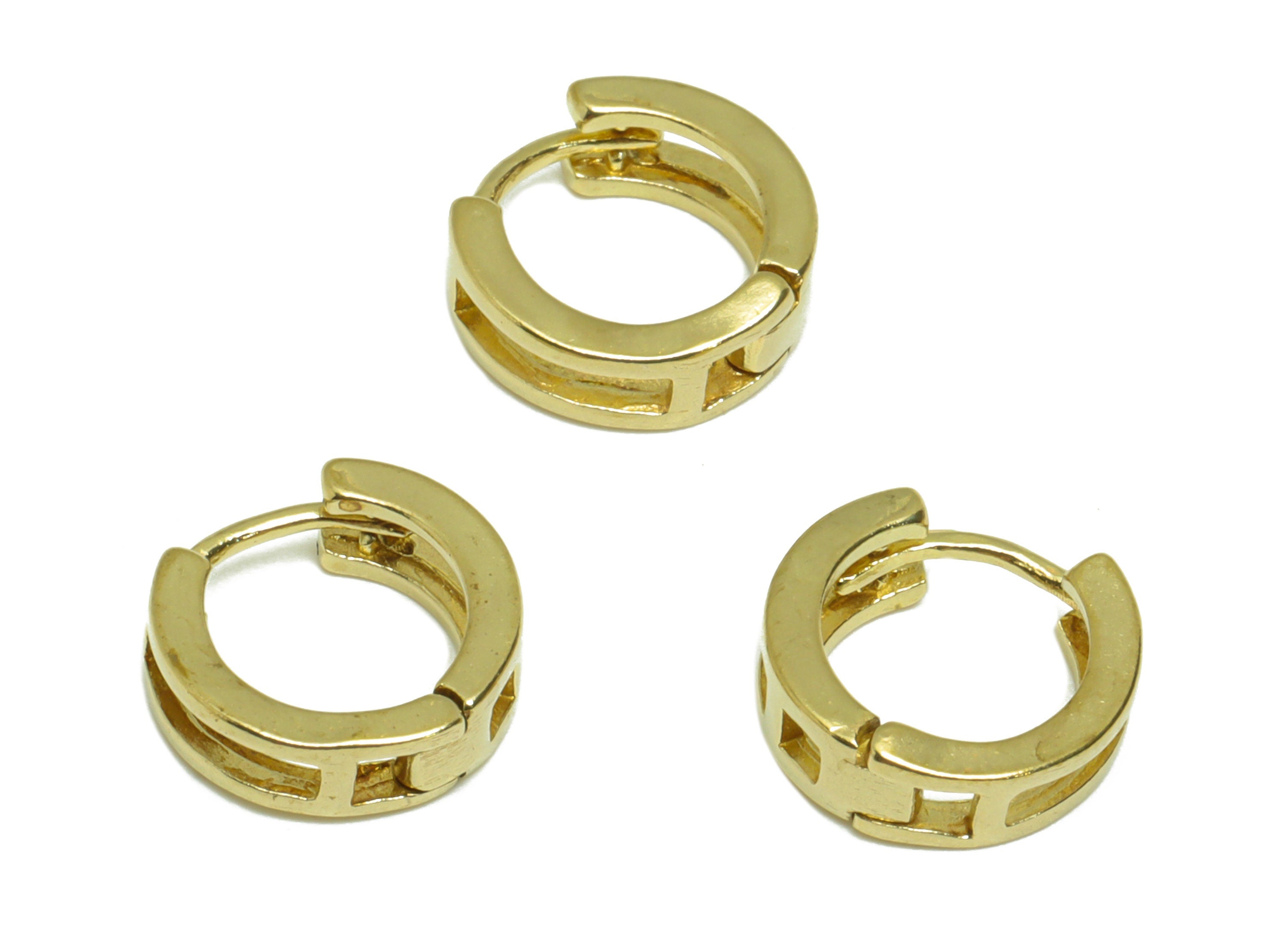 Brass Round Huggie Hoop Earring - Raw Brass Hollow Hoop Huggie Earring - Brass Mini Huggie Hoop Earring - 10.01x10.40x2.03mm - PP9514 - DOMEDBAZAAR