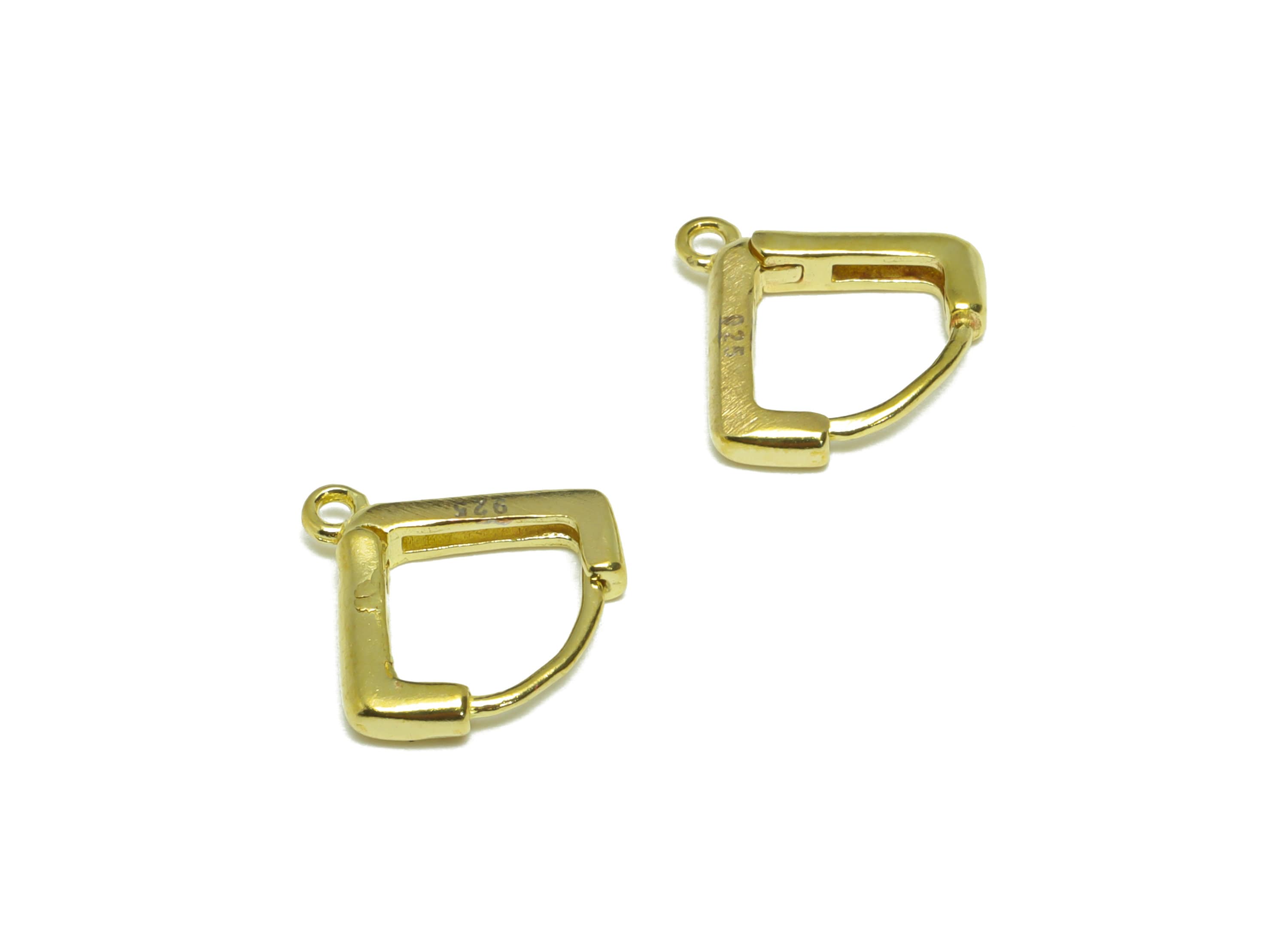 Square Huggie Hoop Earring - Raw Brass Earring Clasp With  Loop - Brass Clasp Hoop Earring For Tassel Chain - 12.16x13.28x2.22mm- PP9526 - DOMEDBAZAAR