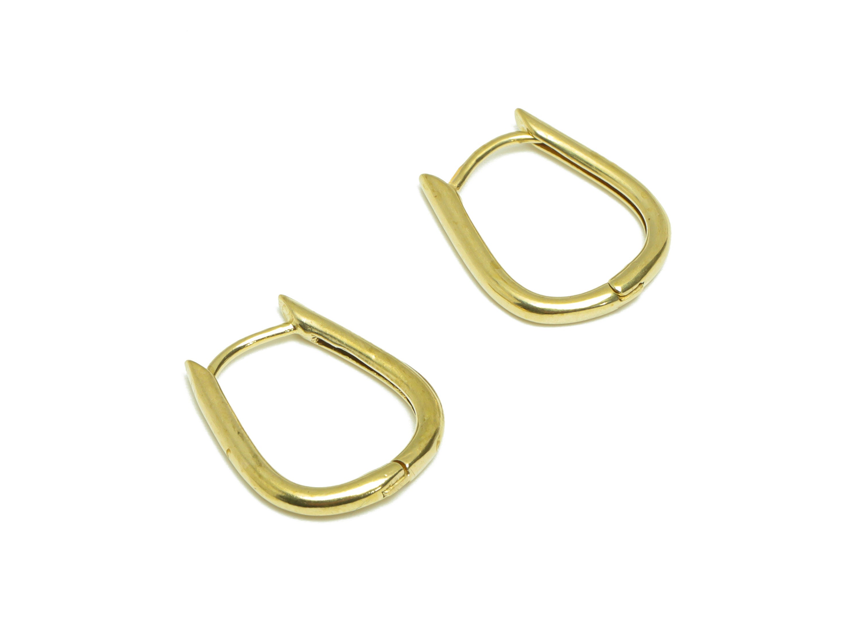 Brass Oval Huggie Hoop Earring - Raw Brass Hoop Huggie Earring - Brass Geometry Clasp Hoop Earring - 17.32x14.51x2.01mm - PP9500 - DOMEDBAZAAR