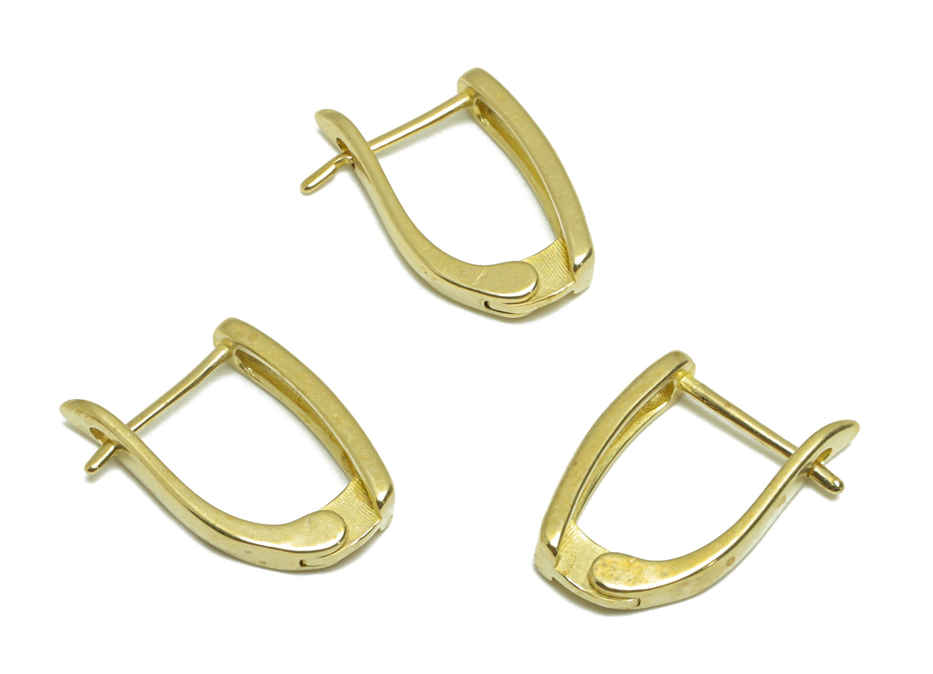 Brass Hoop Earring - Raw Brass Hoop Wire Earring - Brass English Lock Earring - Rectangle Hoop English Lock Earring - 14x12x3mm - PP9655 - DOMEDBAZAAR