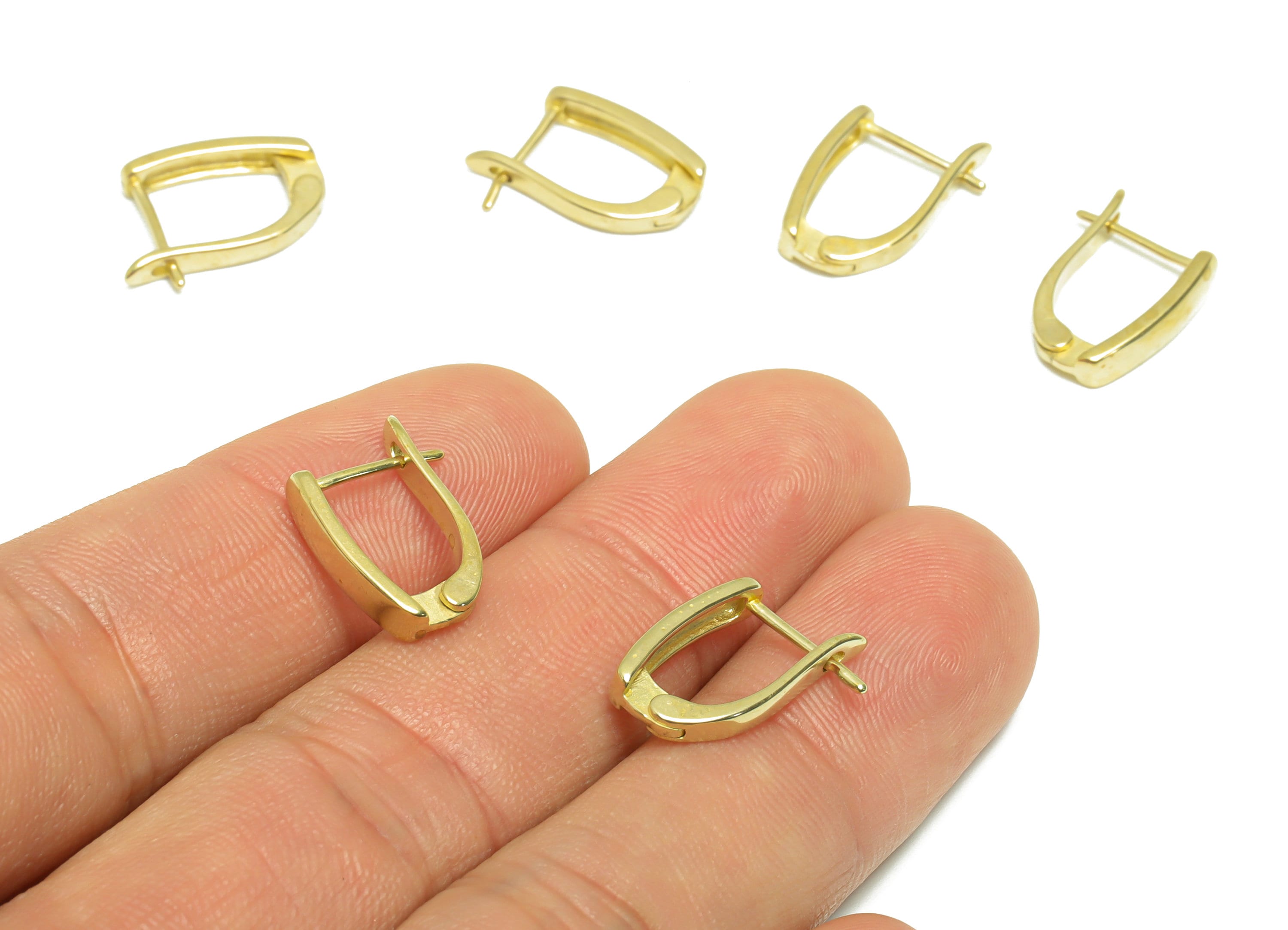 Brass Hoop Earring - Raw Brass Hoop Wire Earring - Brass English Lock Earring - Rectangle Hoop English Lock Earring - 14x12x3mm - PP9655 - DOMEDBAZAAR
