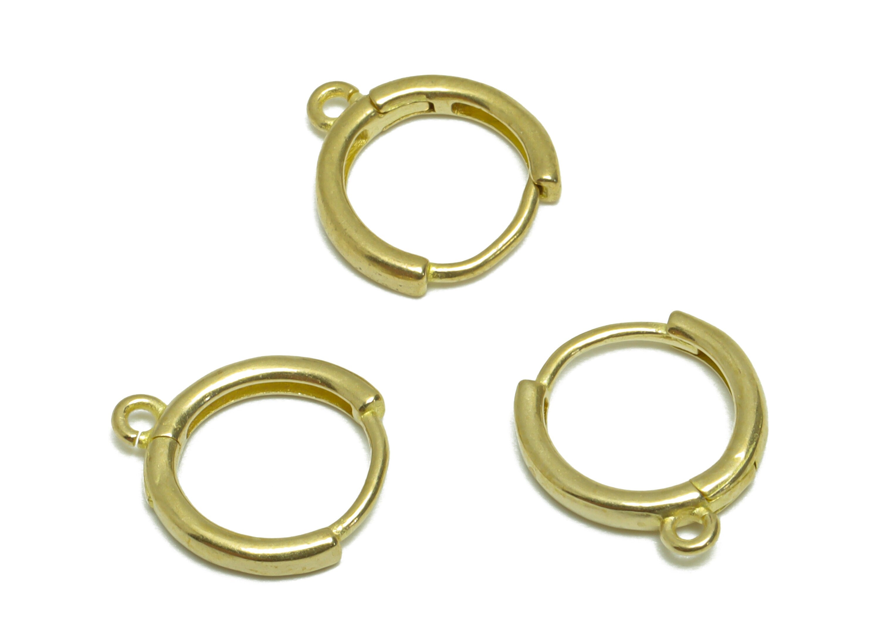 Brass Round Huggie Hoop Earring - Raw Brass Circle Wire Earring Clasp - Brass Hoop Earring With Loop - Clasp Hoop Earring - 13x11x2mm-PP9636 - DOMEDBAZAAR