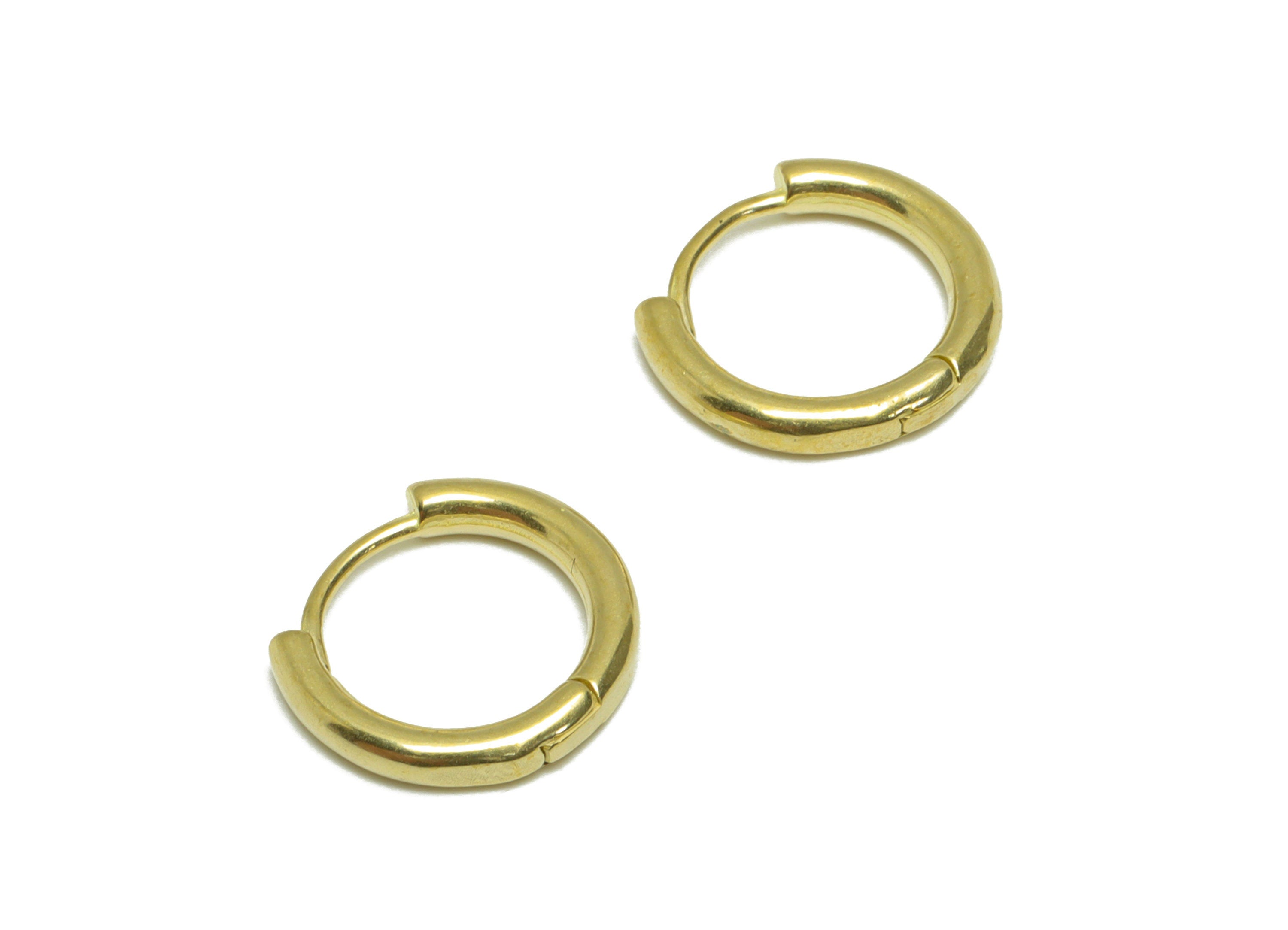 Brass Round Huggie Hoop Earring - Raw Brass Circle Wire Earring Clasp - Brass Clasp Earring - Clasp Hoop Earring - 12.7x11.8x2.12mm - PP9647 - DOMEDBAZAAR