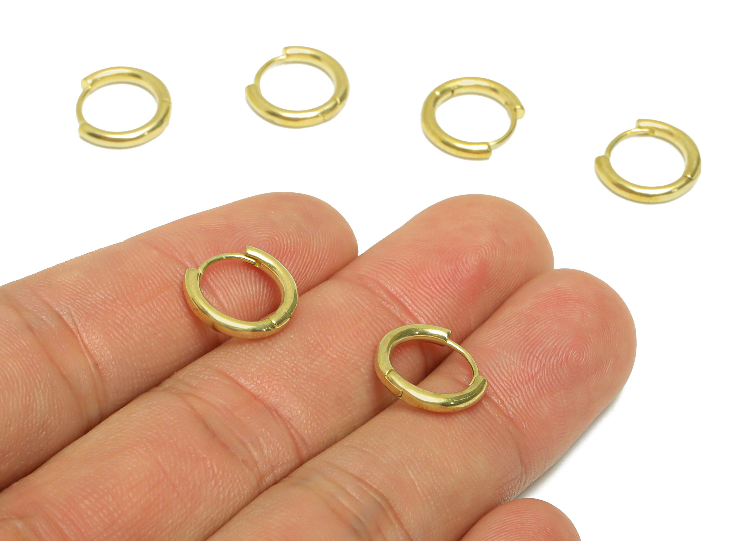 Brass Round Huggie Hoop Earring - Raw Brass Circle Wire Earring Clasp - Brass Clasp Earring - Clasp Hoop Earring - 12.7x11.8x2.12mm - PP9647 - DOMEDBAZAAR
